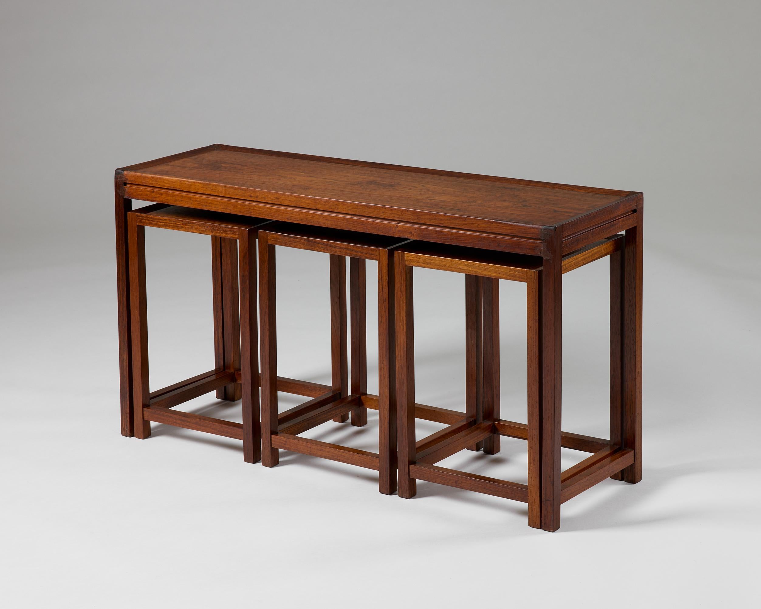 Set of four nesting tables designed by Aksel Kjersgaard, Denmark, 1960s In Good Condition For Sale In Stockholm, SE