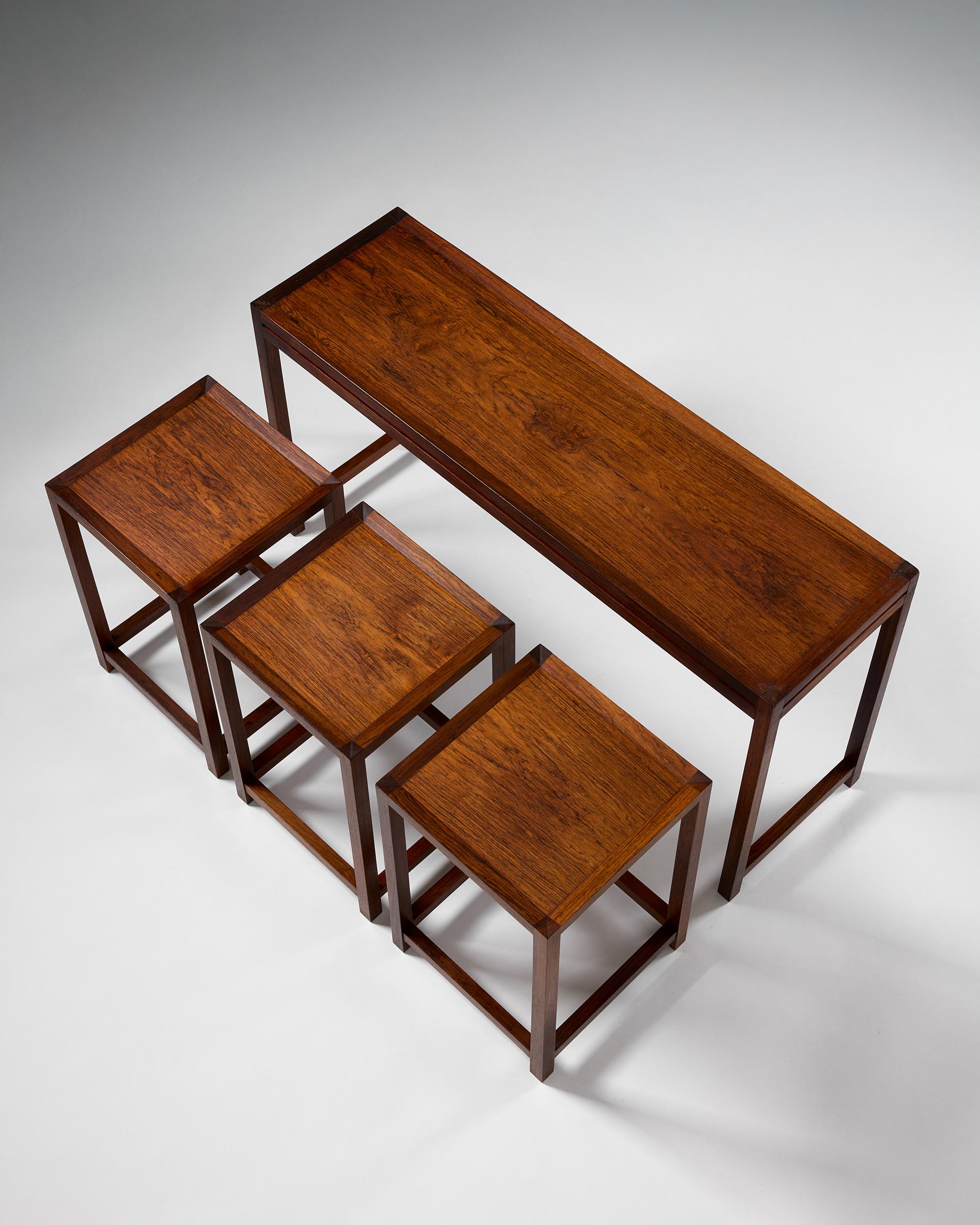 Set of four nesting tables designed by Aksel Kjersgaard, Denmark, 1960s For Sale 1