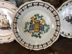 Set of Four Nevers French Faience Plates, 18th Century