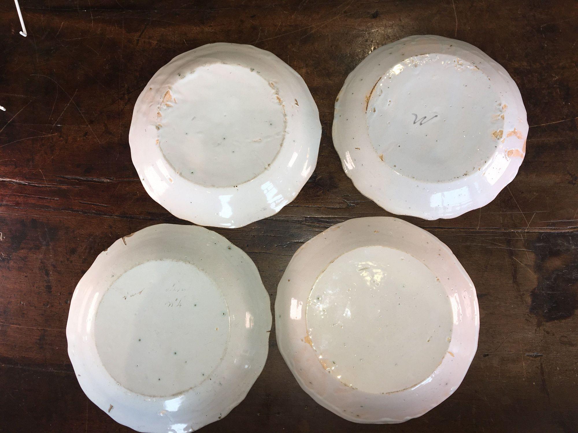 Set of Four Nevers French Faience Plates, 18th Century 1