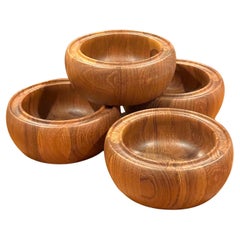 Set of Four New / Old Stock Danish Modern Staved Teak Salad Bowls by Digsmed