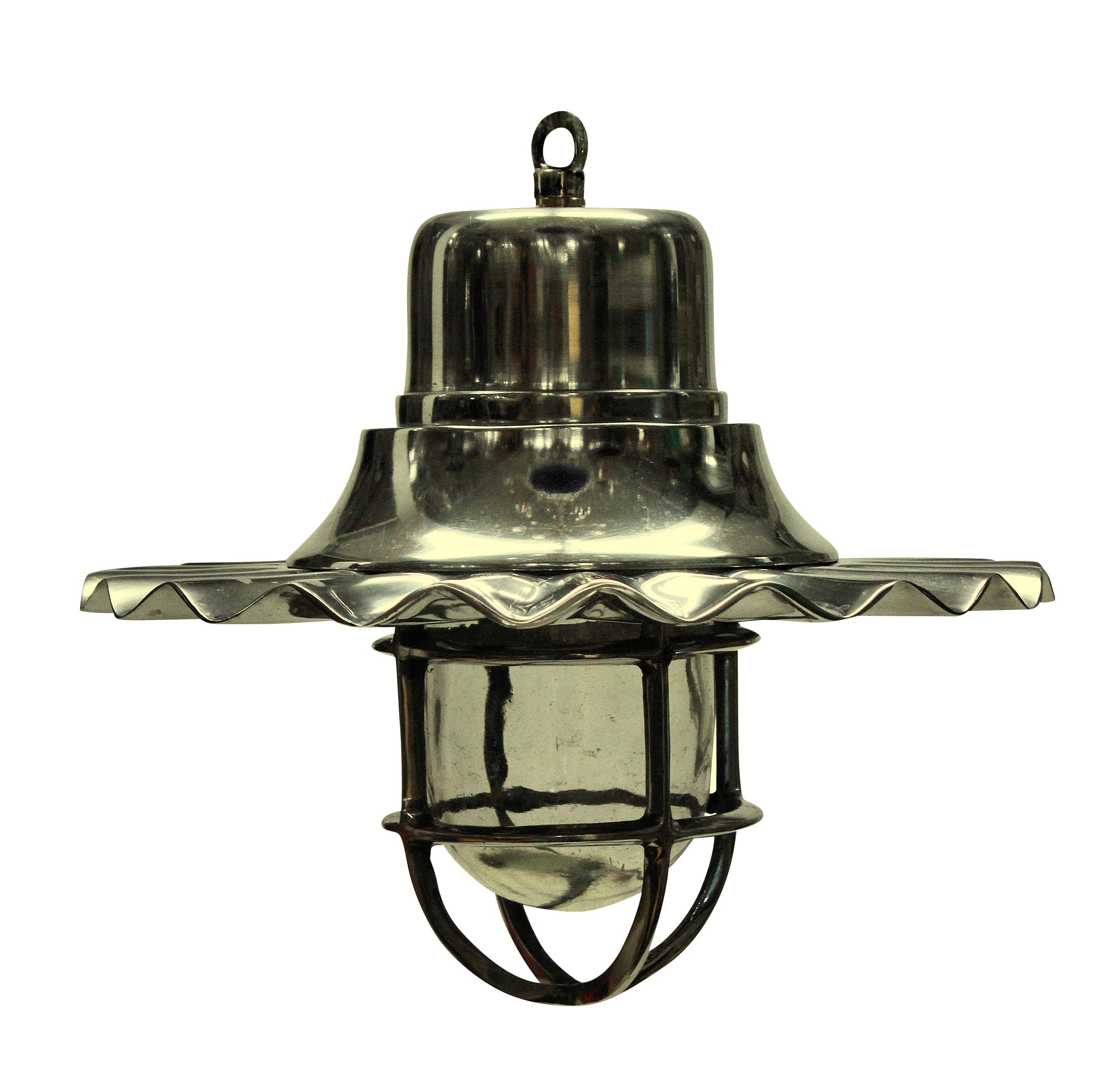 Mid-Century Modern Set of Four Nickel Ship Lights