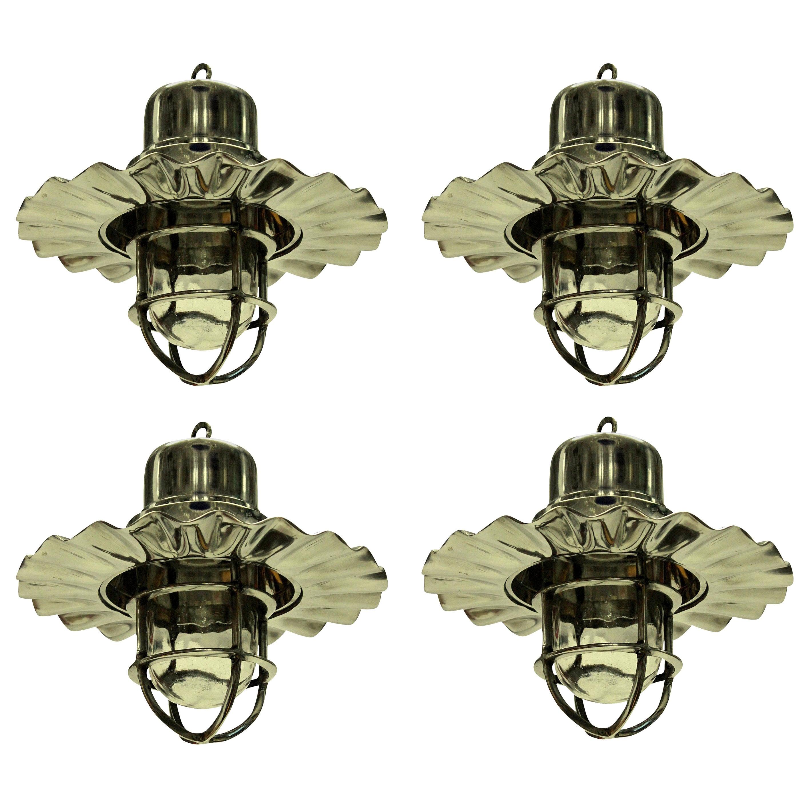 Set of Four Nickel Ship Lights