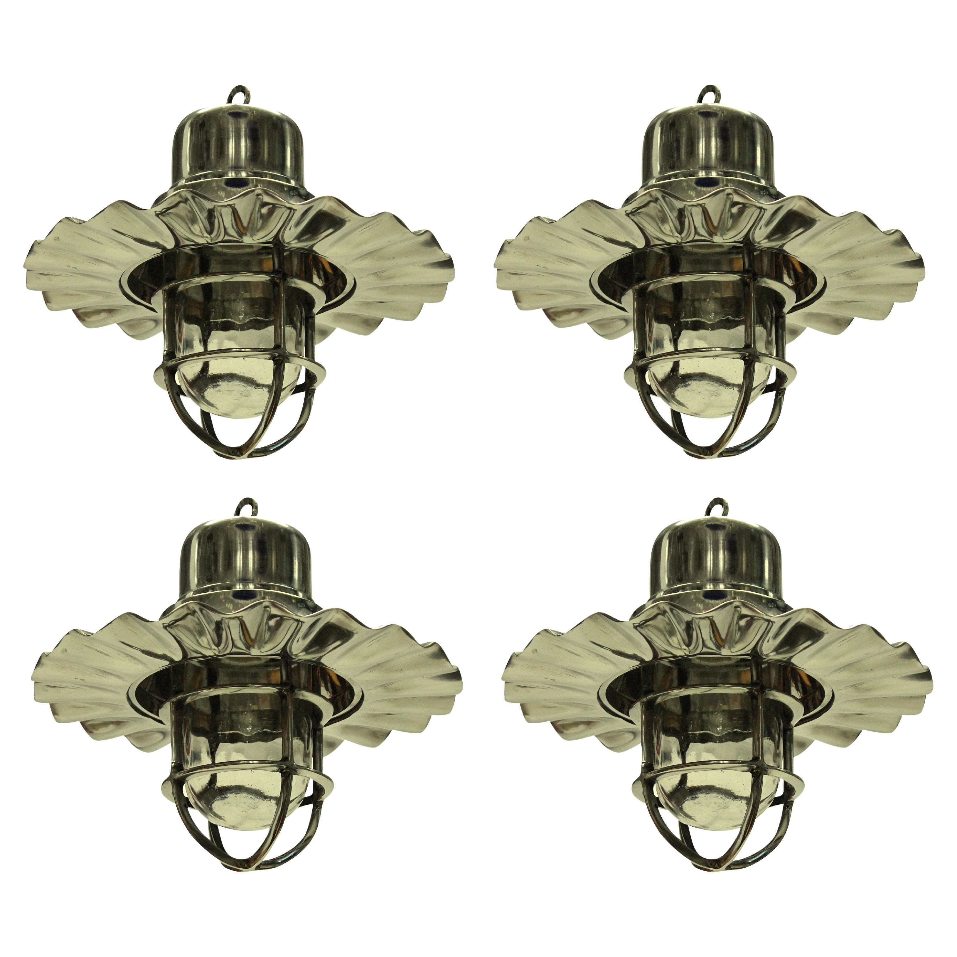 Antique Copper And Brass Ship Lights By Nippon Sento CO Ltd For Sale at