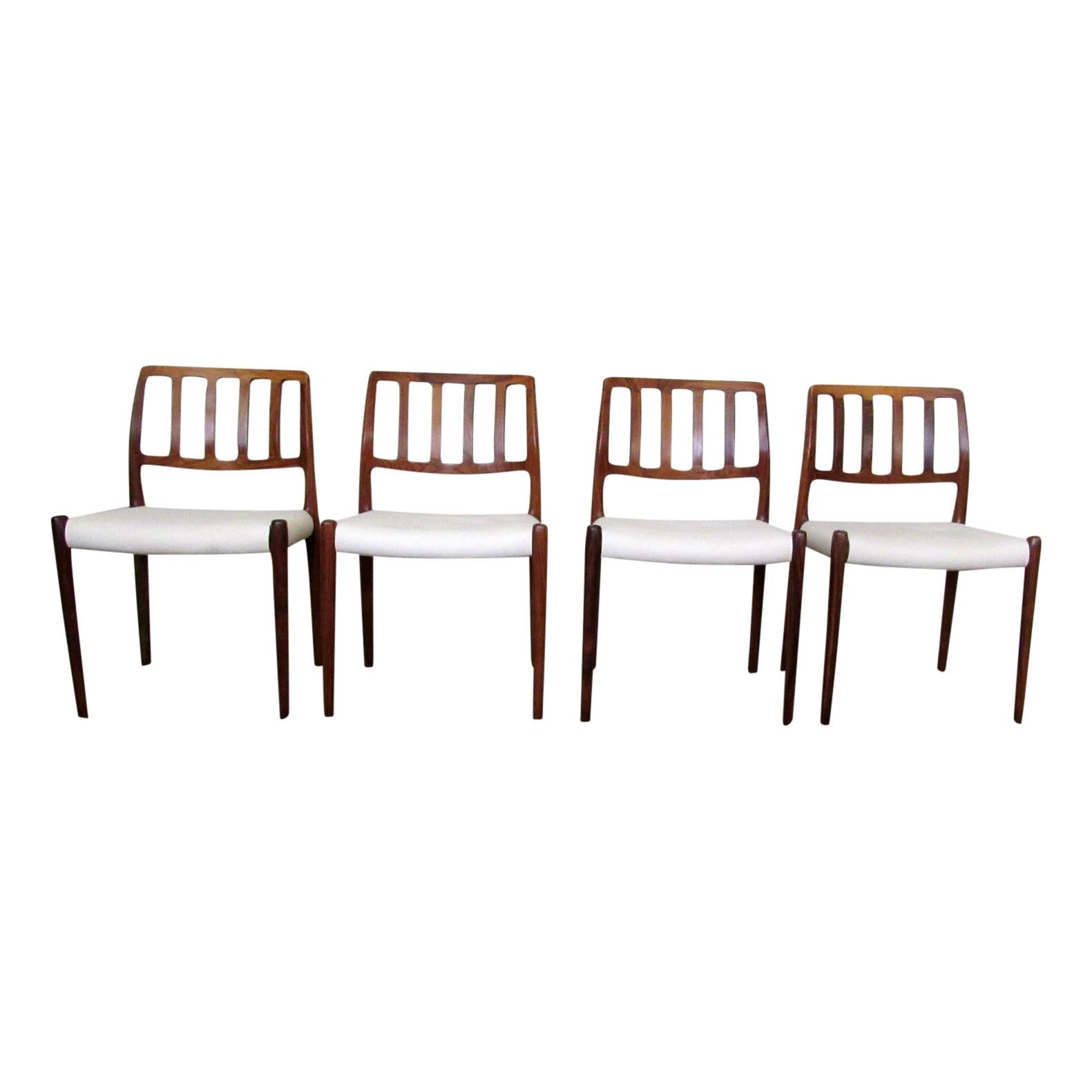 Set of Four Niels Møller “Model 83” Rosewood Dining Chairs for J.L. Møller In Good Condition For Sale In Surprise, AZ