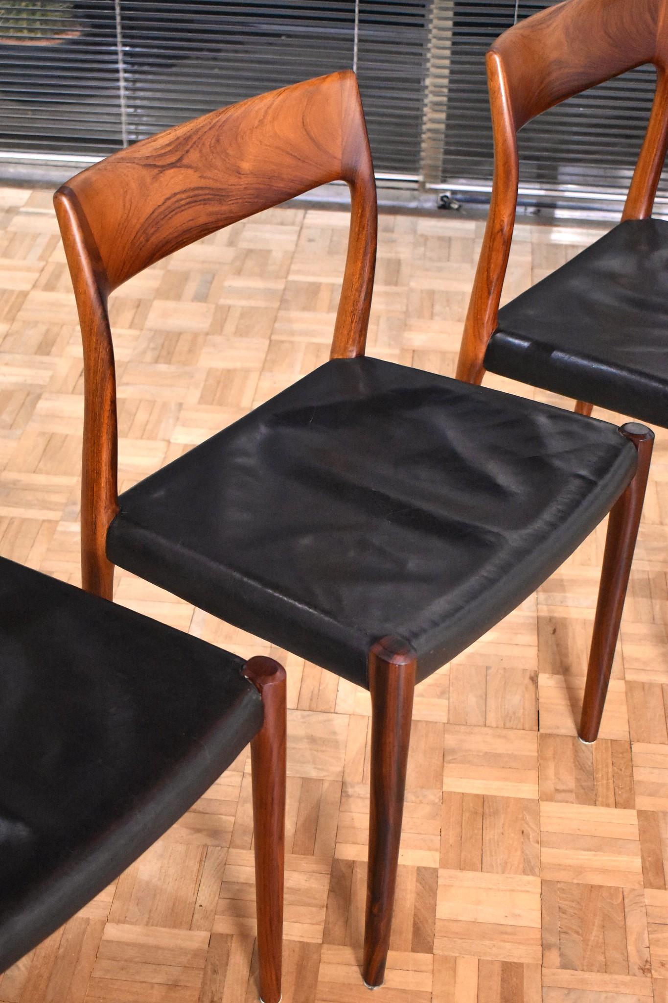 Set of Four Niels Moller Model 77 Brazilian Rosewood Dining Chairs 1