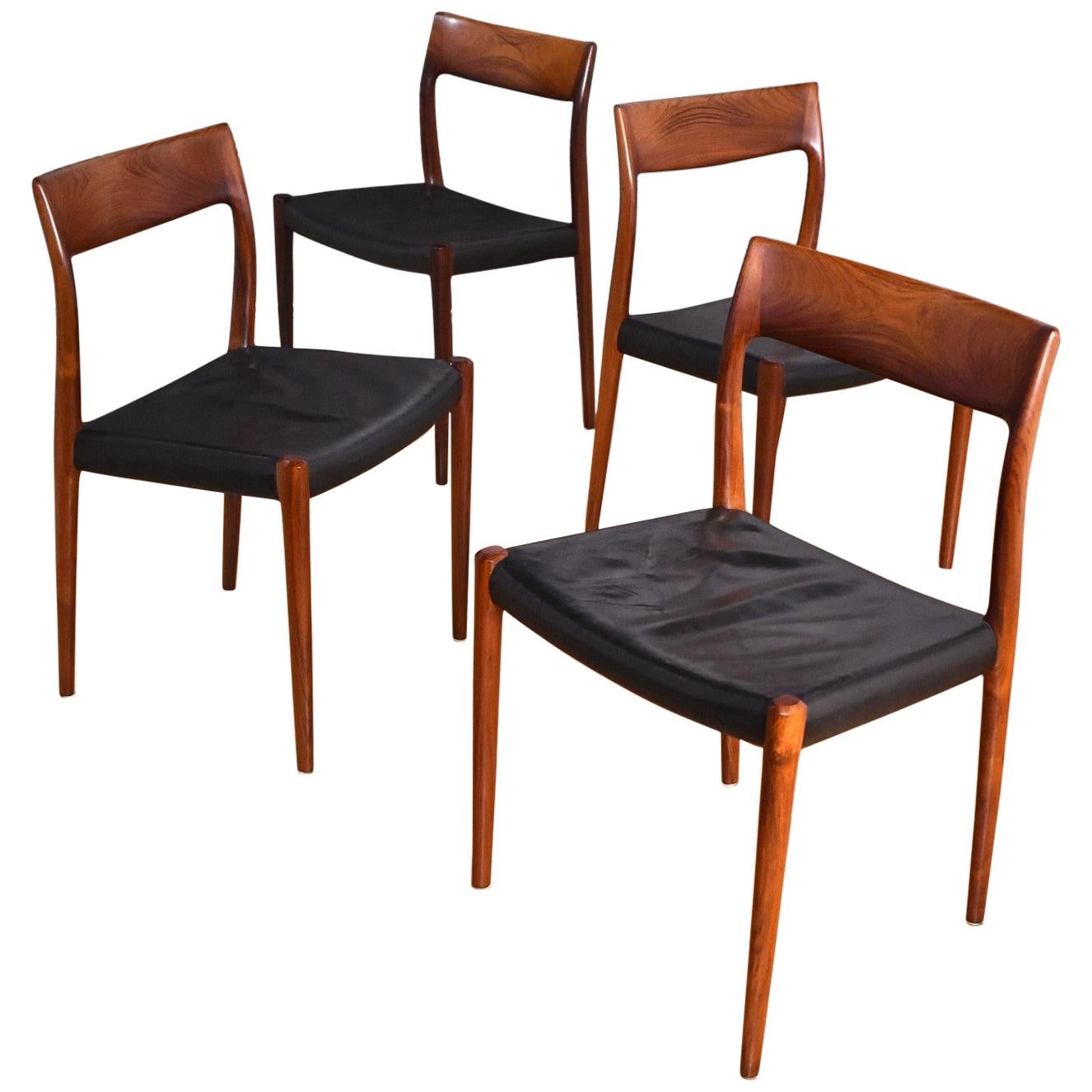 Set of Four Niels Moller Model 77 Brazilian Rosewood Dining Chairs