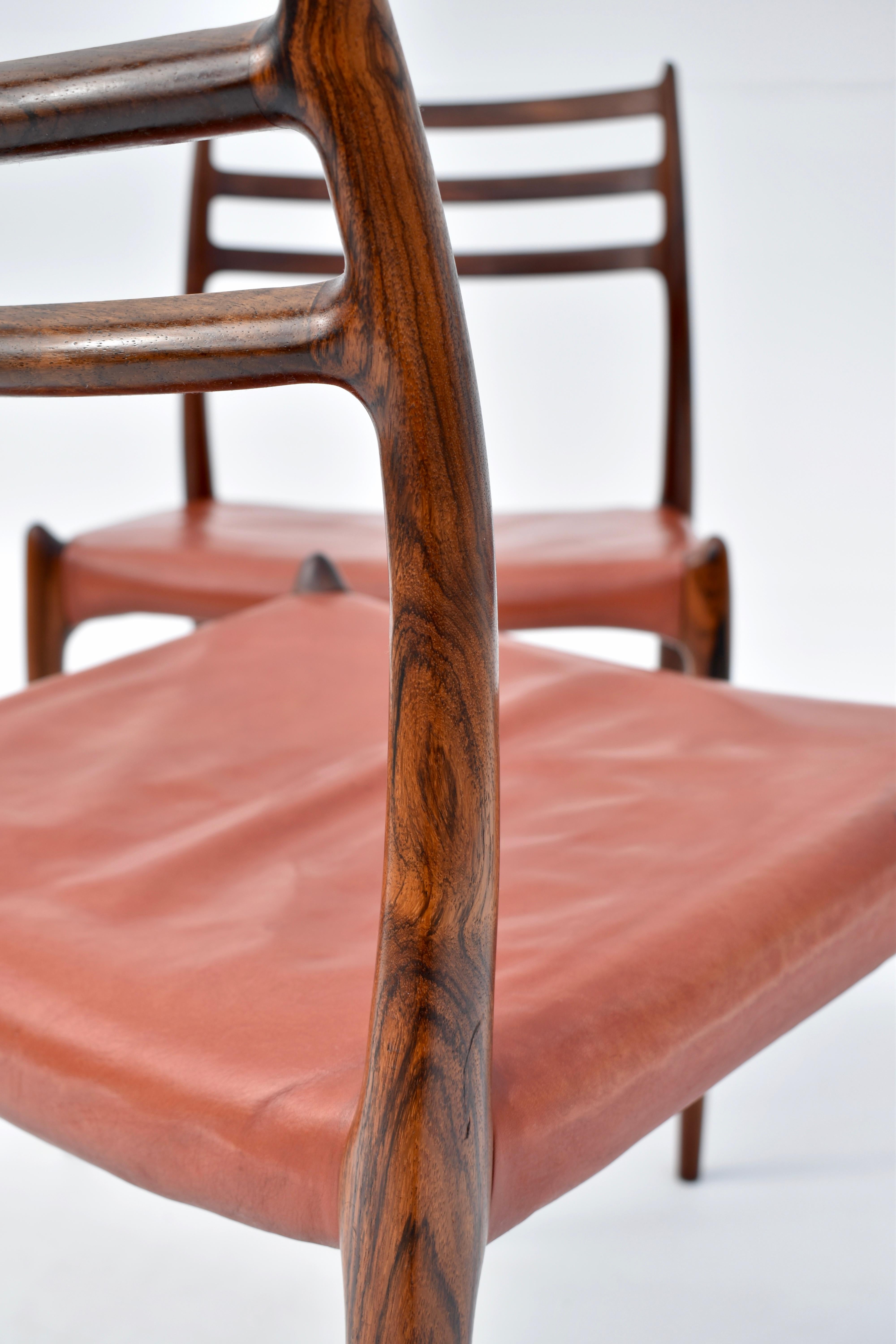 Set of Four Niels Moller Model 78 Brazilian Rosewood Chairs, Original Leather 3