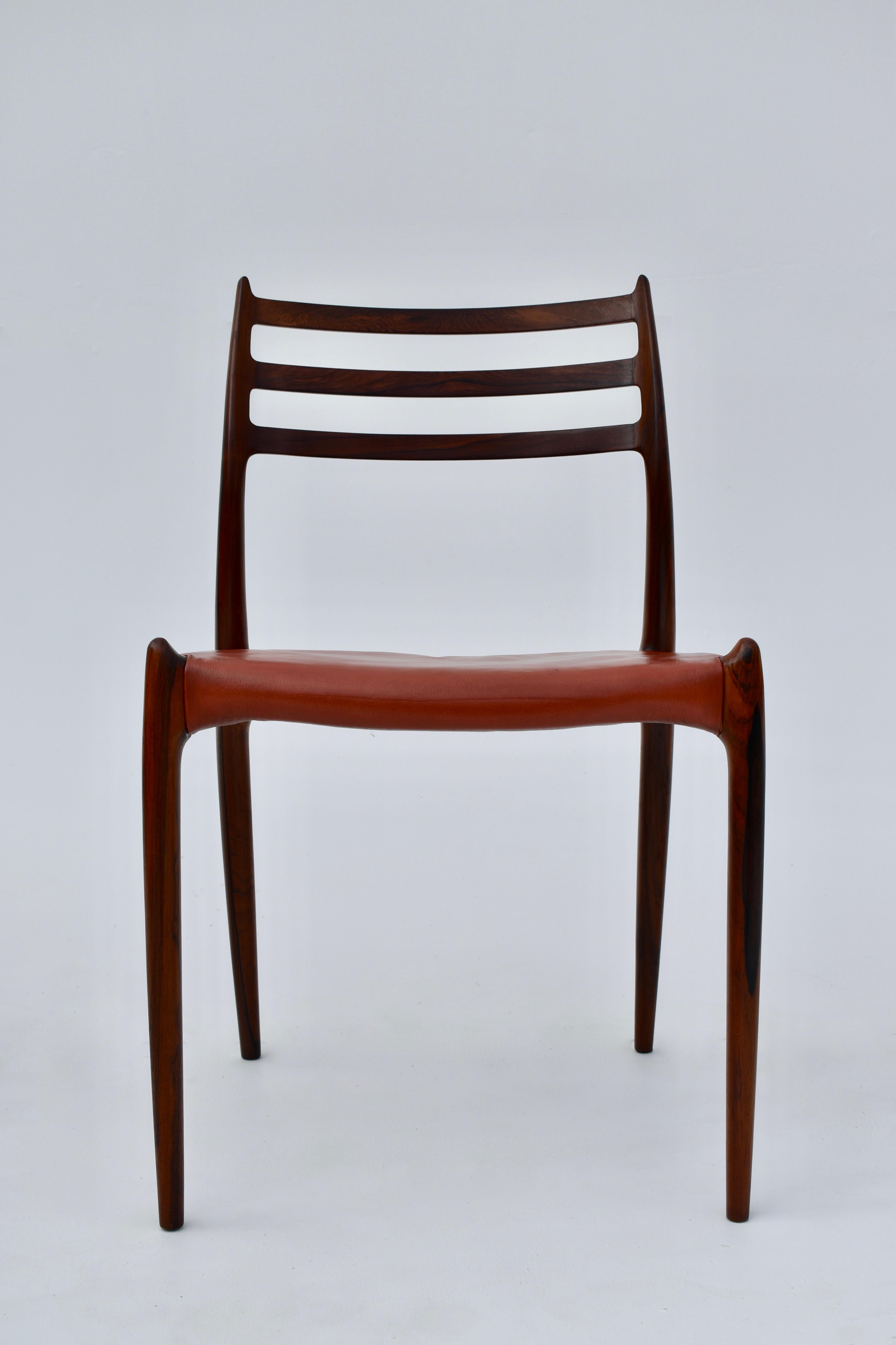 Set of Four Niels Moller Model 78 Brazilian Rosewood Chairs, Original Leather 8