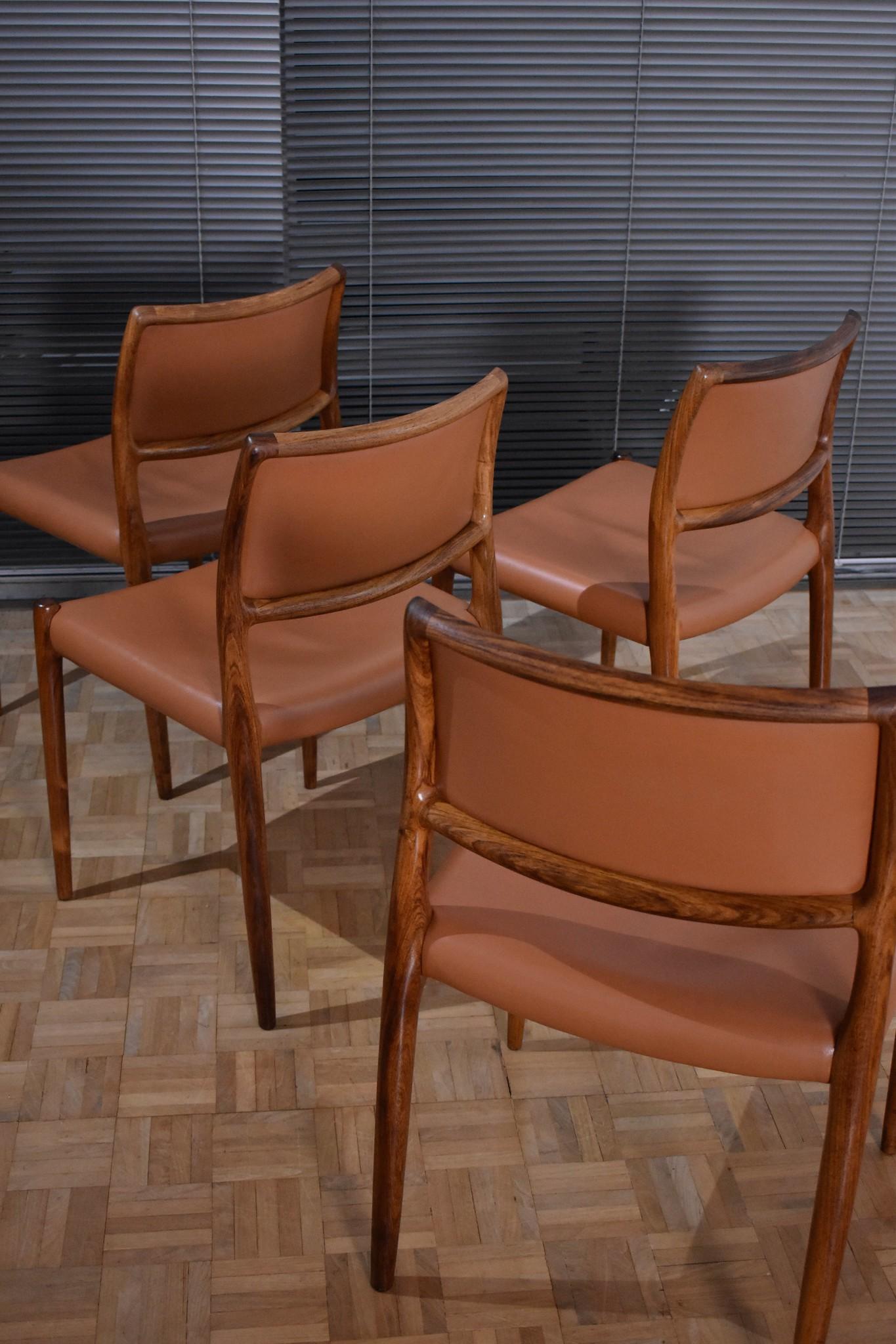 Danish Set of Four Niels Moller Model 80 Rosewood Chairs