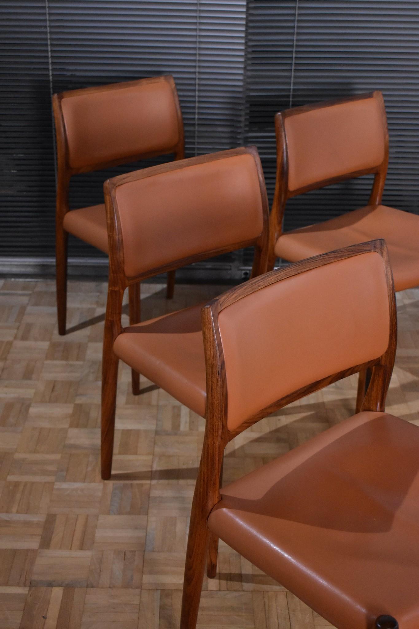 Late 20th Century Set of Four Niels Moller Model 80 Rosewood Chairs