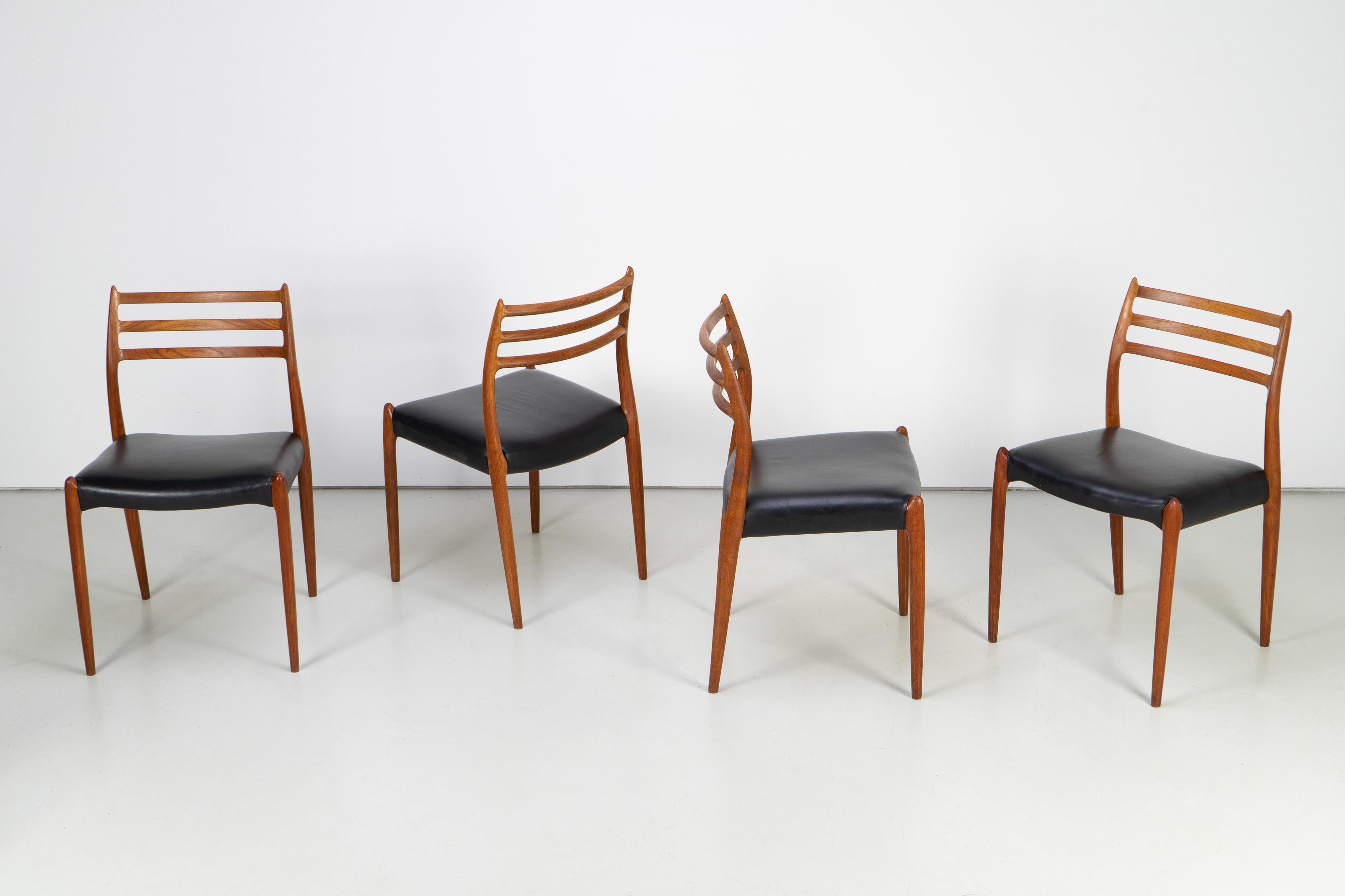 Scandinavian Modern Set of Four Niels O. Møller Dining Chairs Teak Mod. 78, 1960s