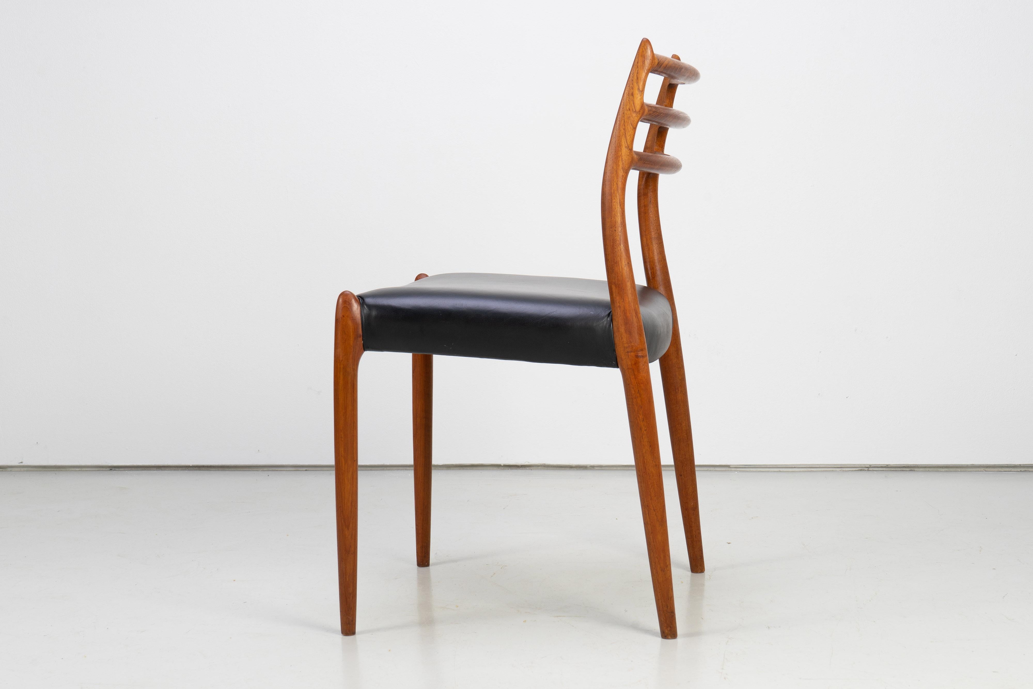 Leather Set of Four Niels O. Møller Dining Chairs Teak Mod. 78, 1960s