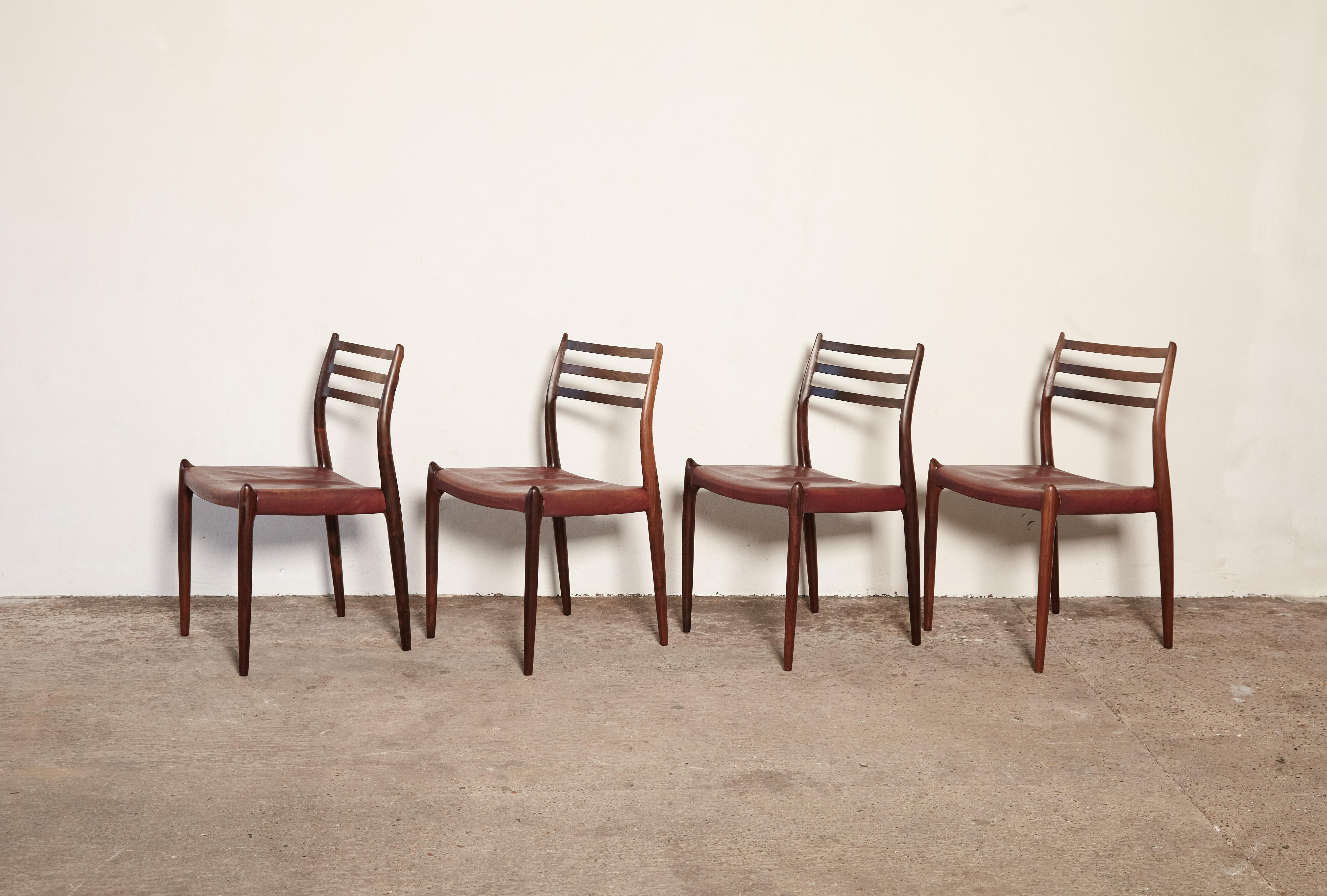 Set of Four Niels O Møller Model 78 Rosewood Dining Chairs, Denmark, 1960s 5