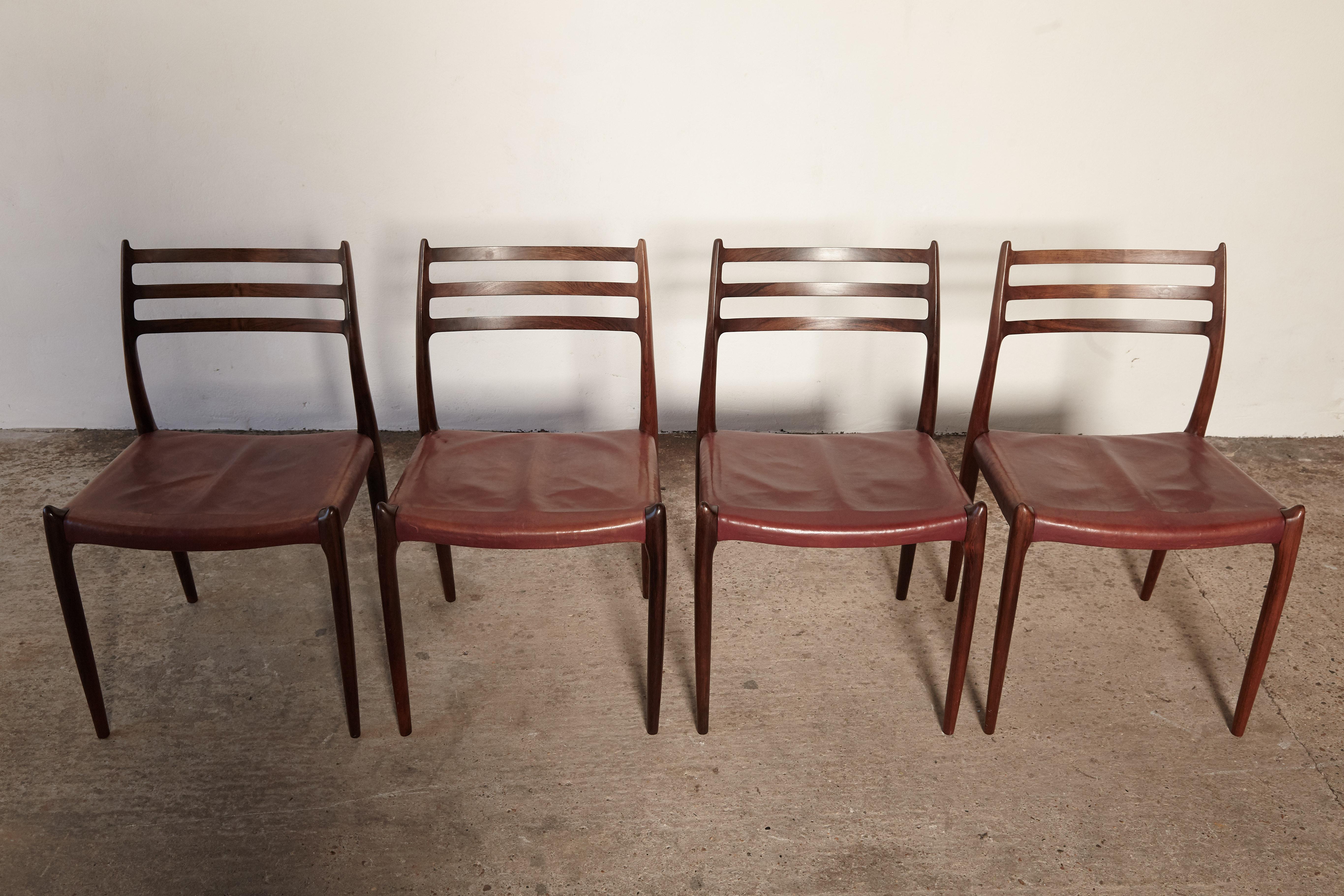 Set of Four Niels O Møller Model 78 Rosewood Dining Chairs, Denmark, 1960s In Excellent Condition In London, GB