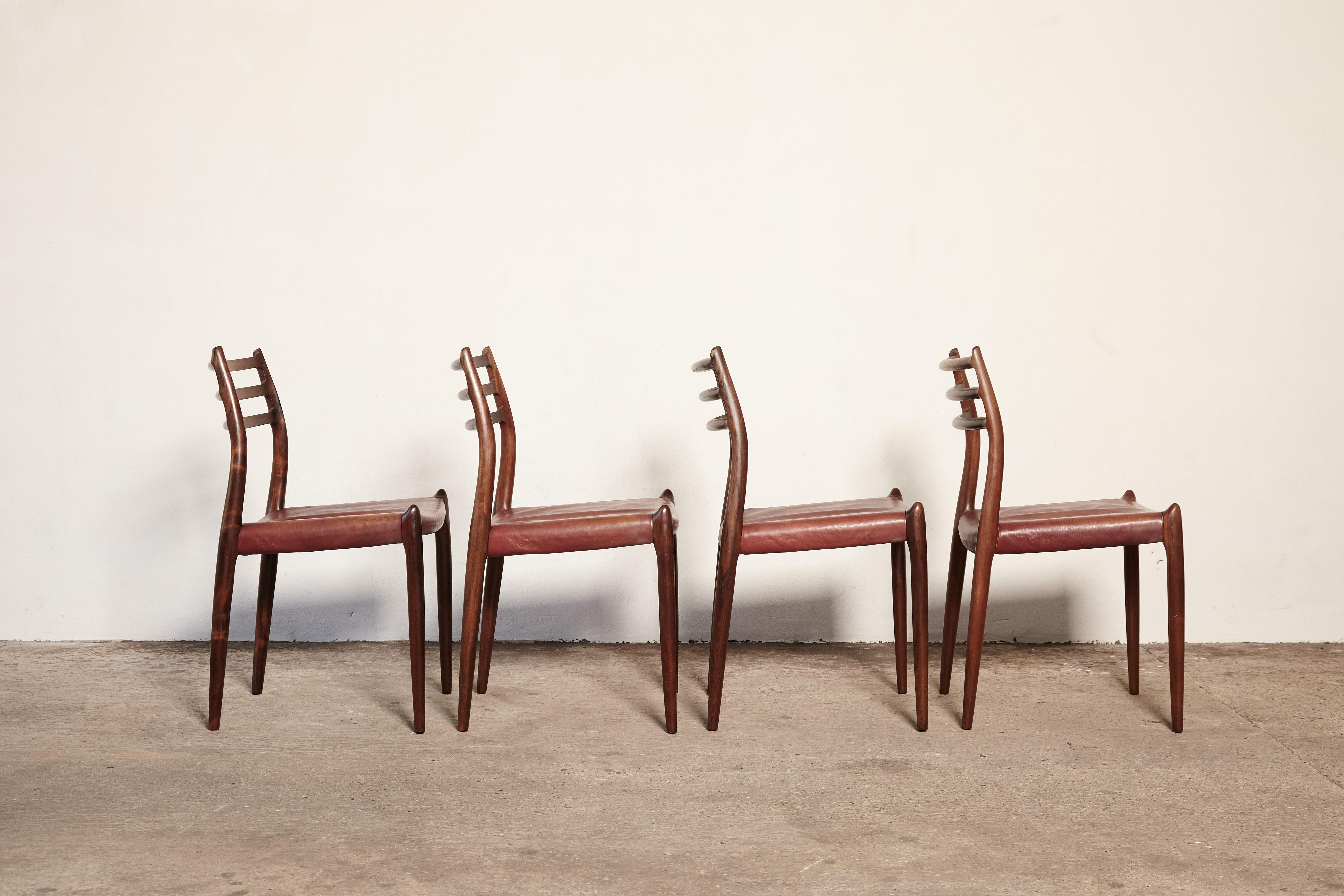 Set of Four Niels O Møller Model 78 Rosewood Dining Chairs, Denmark, 1960s 1