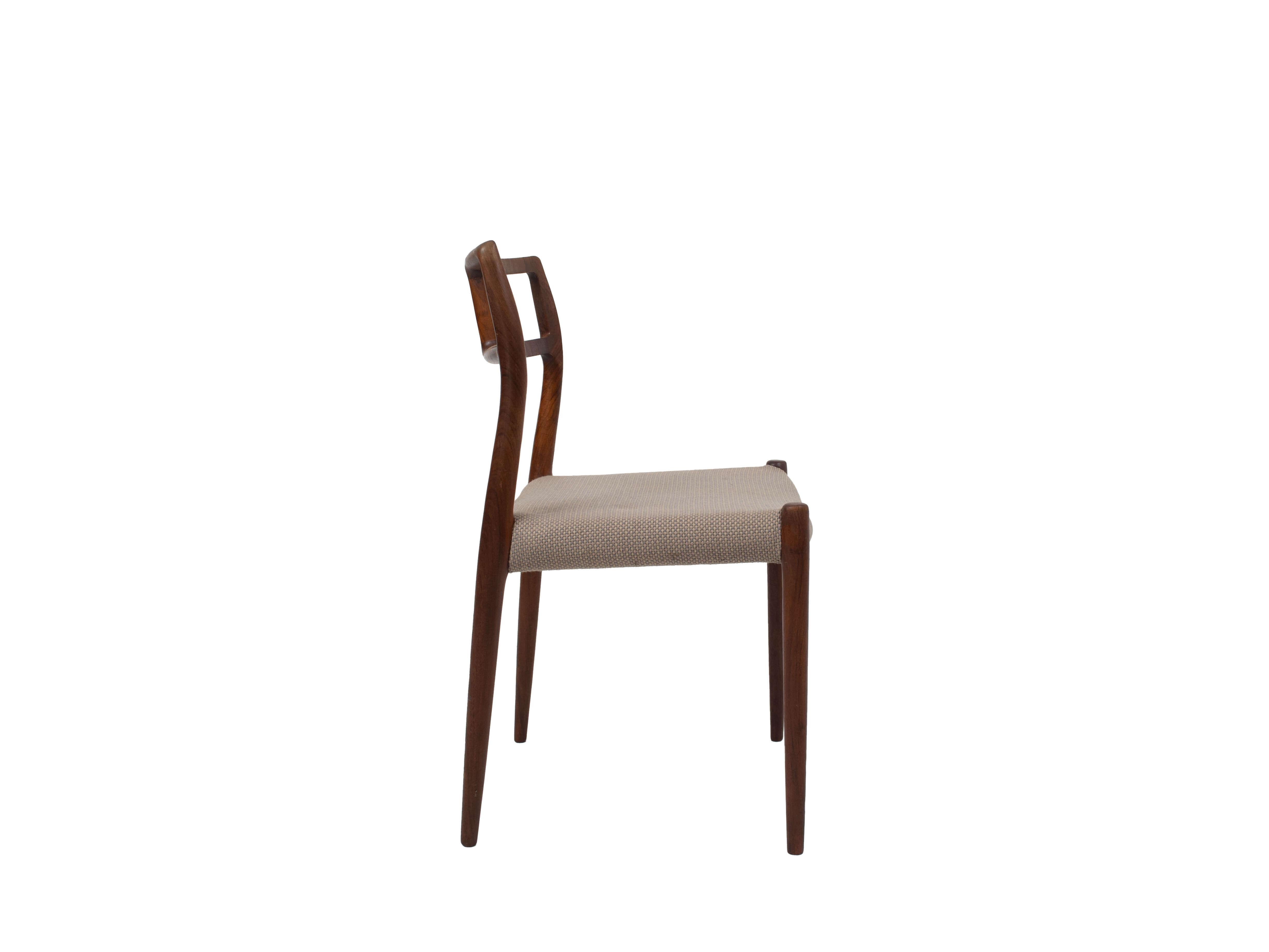 Fabric Set of Four Niels O. Møller Rosewood Dining Chairs Model 79, Denmark 1960s