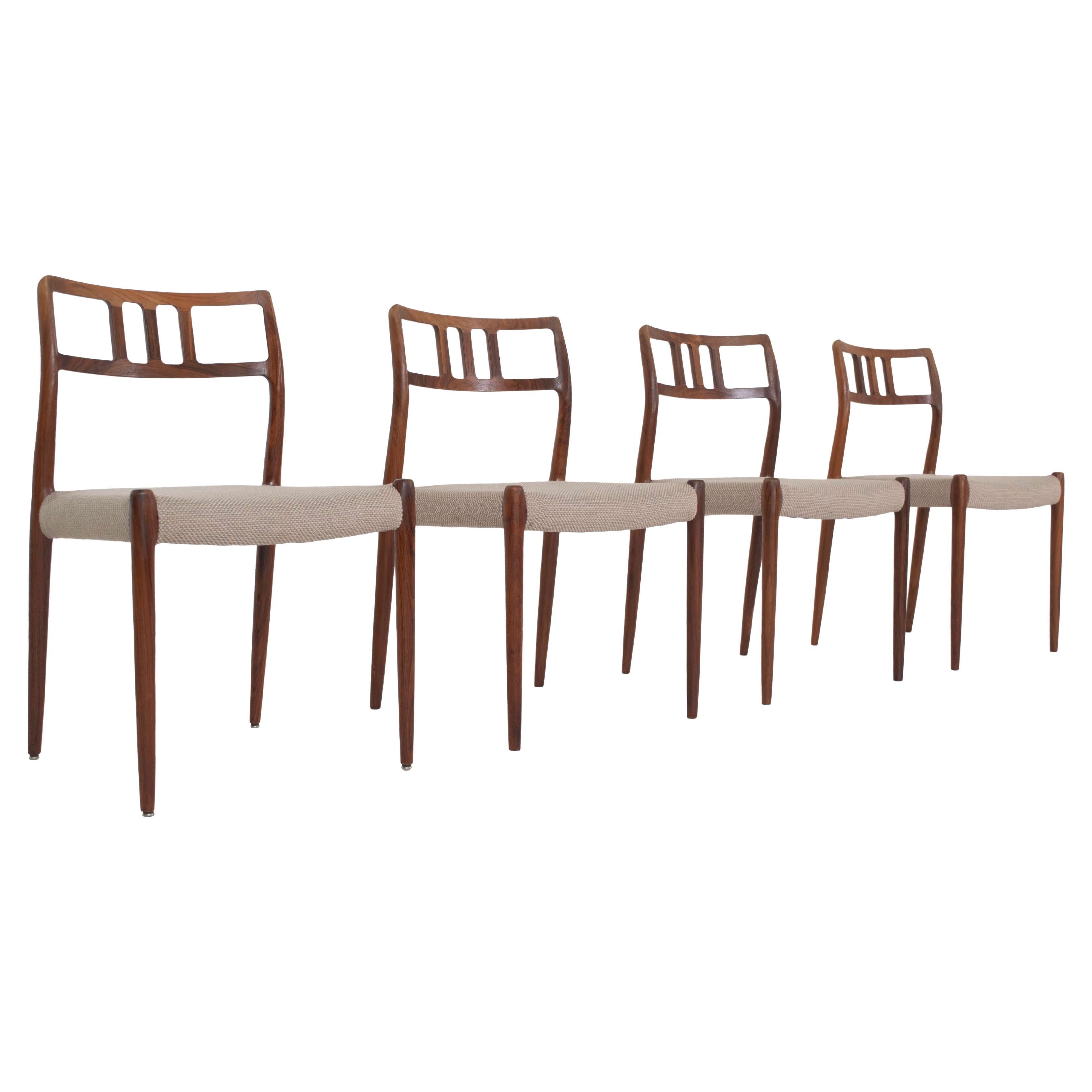 Set of Four Niels O. Møller Rosewood Dining Chairs Model 79, Denmark 1960s