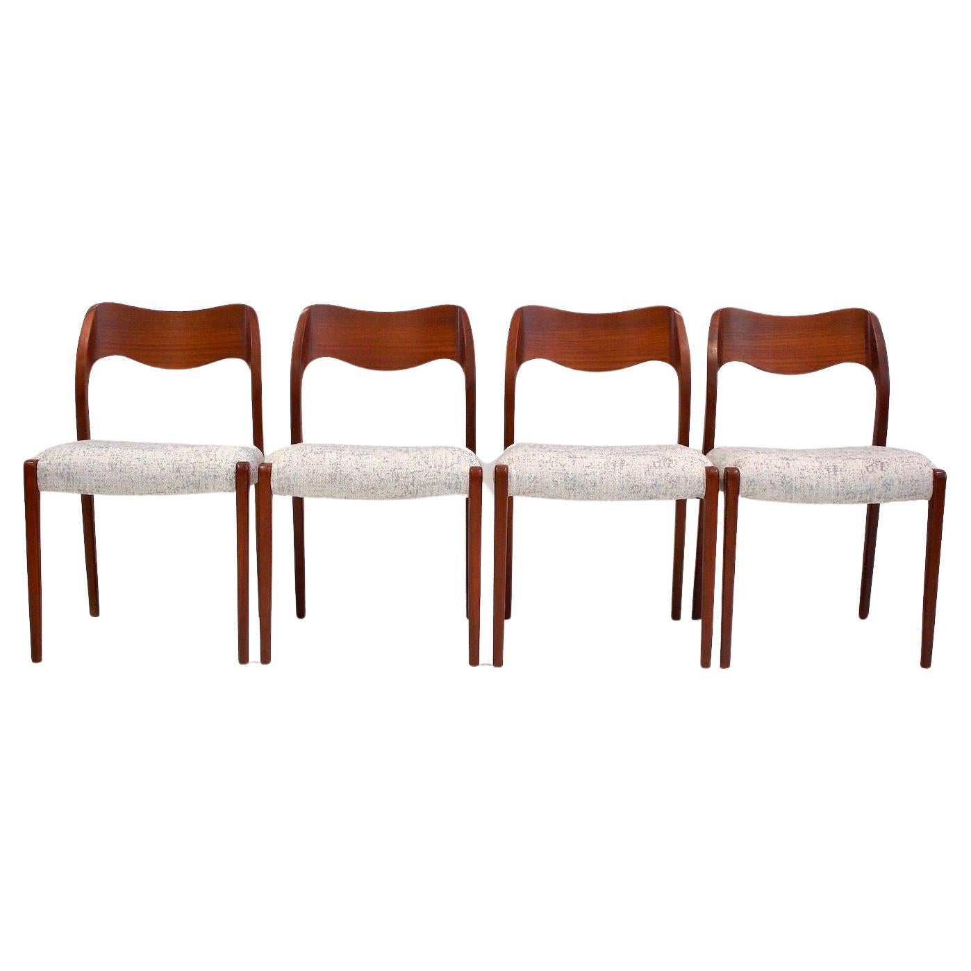 Set of Four Niels O. Moller Solid Teak Chairs, Model 71