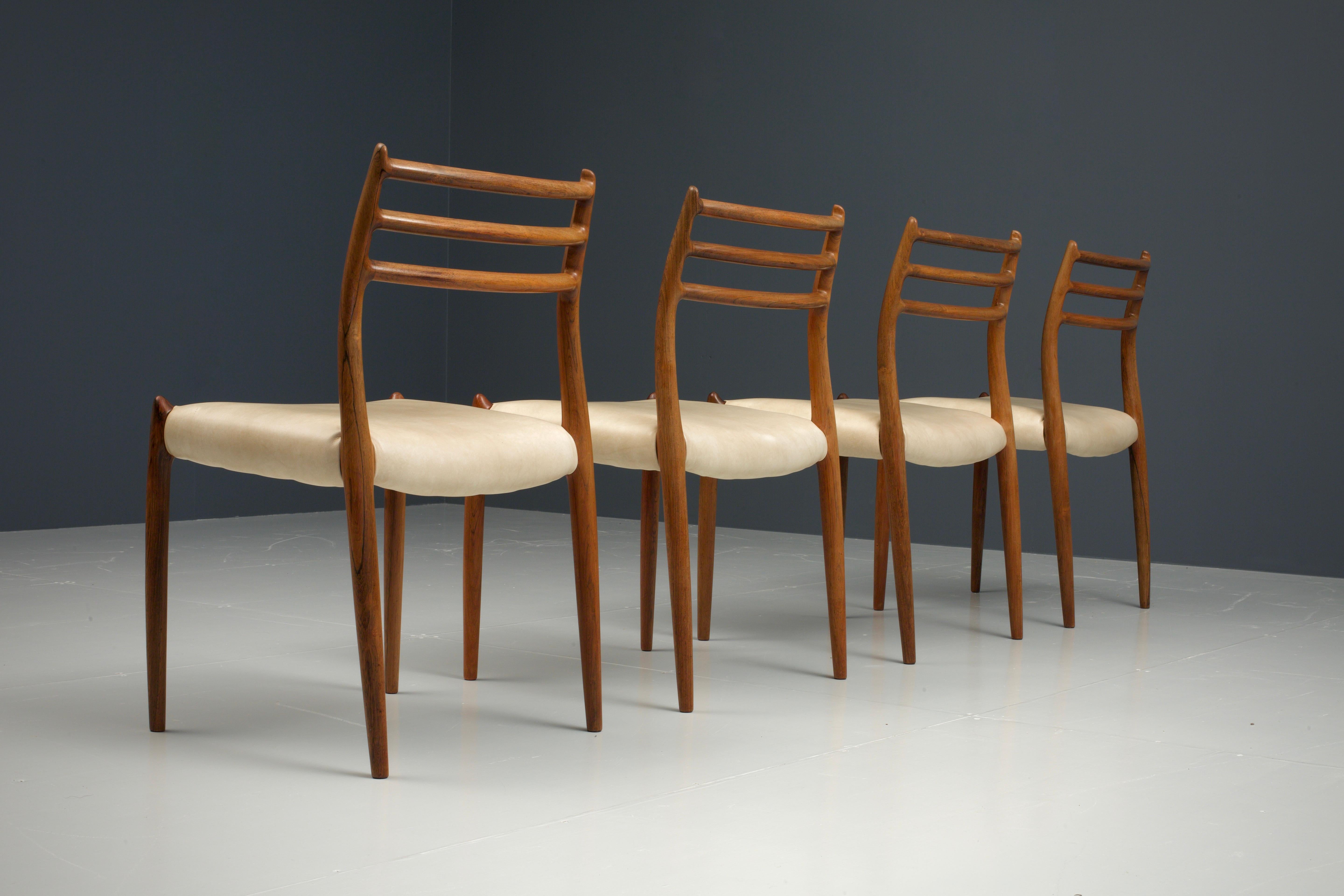 Mid-20th Century Set of Four Niels Otto Møller Dining Chairs No 78 in Rosewood, Denmark, 1960s