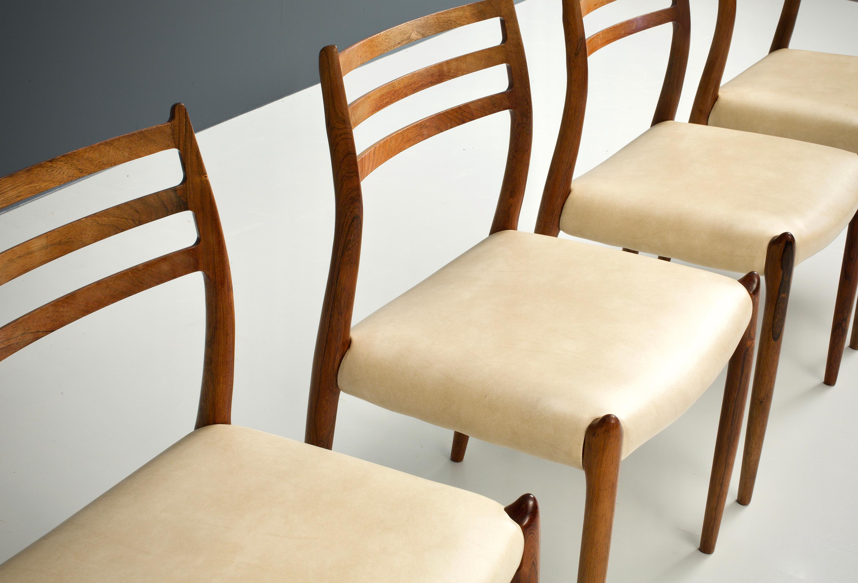 Set of Four Niels Otto Møller Dining Chairs No 78 in Rosewood, Denmark, 1960s 1