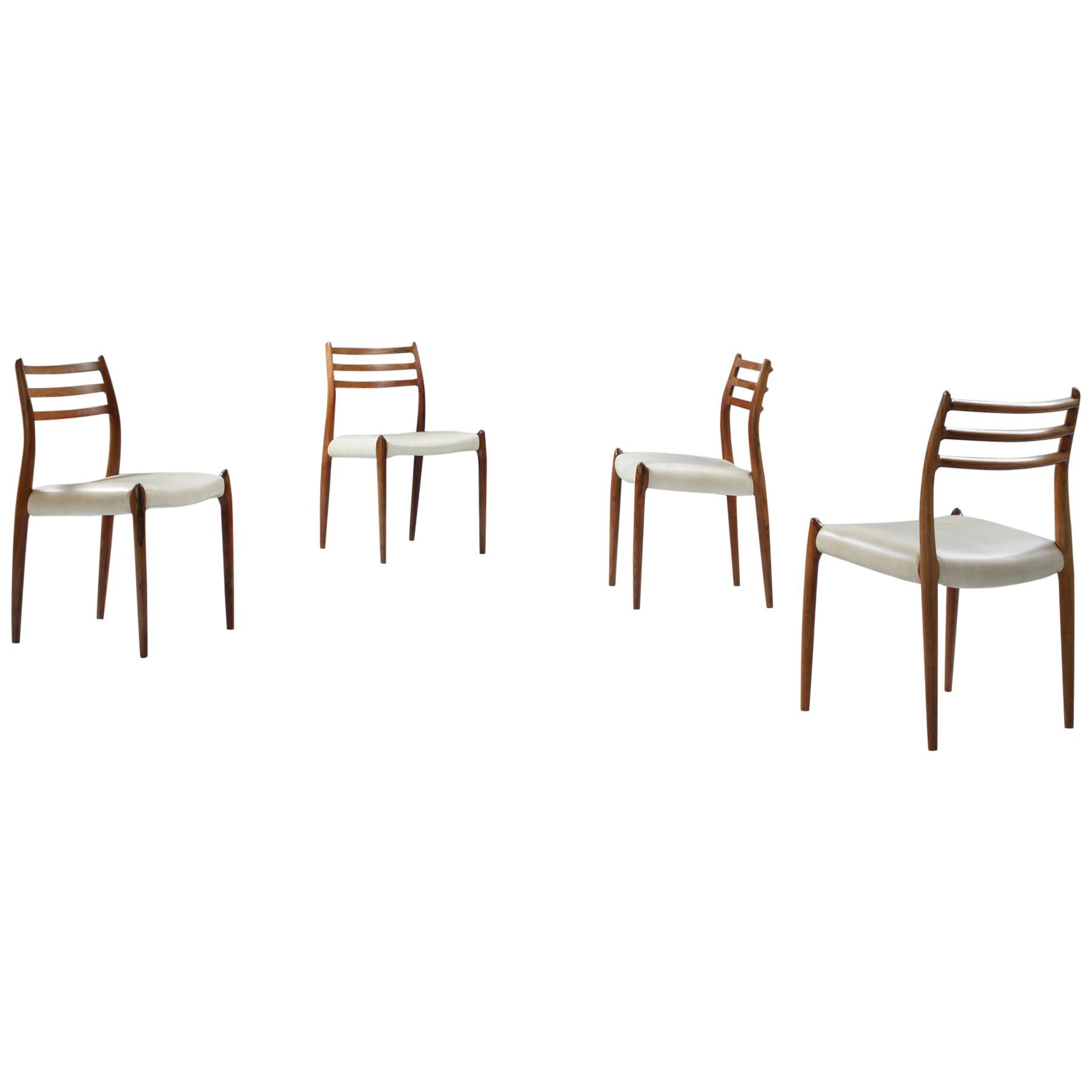 Set of Four Niels Otto Møller Dining Chairs No 78 in Rosewood, Denmark, 1960s