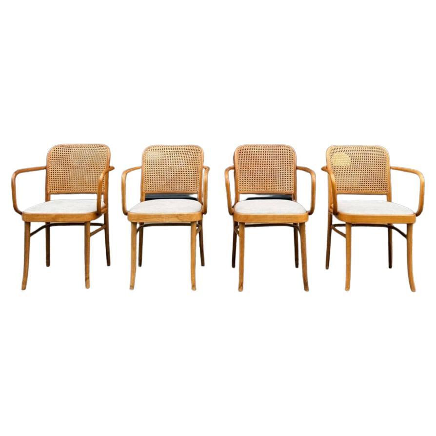 Ensemble de quatre chaises n° 811, Josef Hoffmann, années 1950