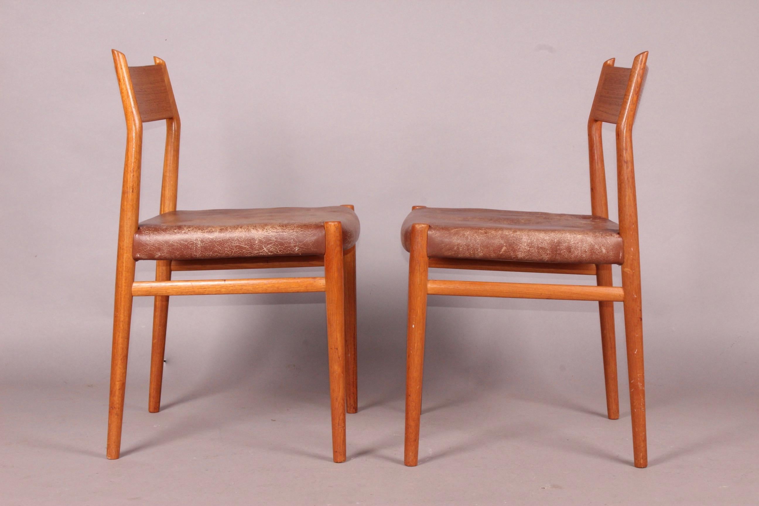 Leather Set of Four Nordic Chairs