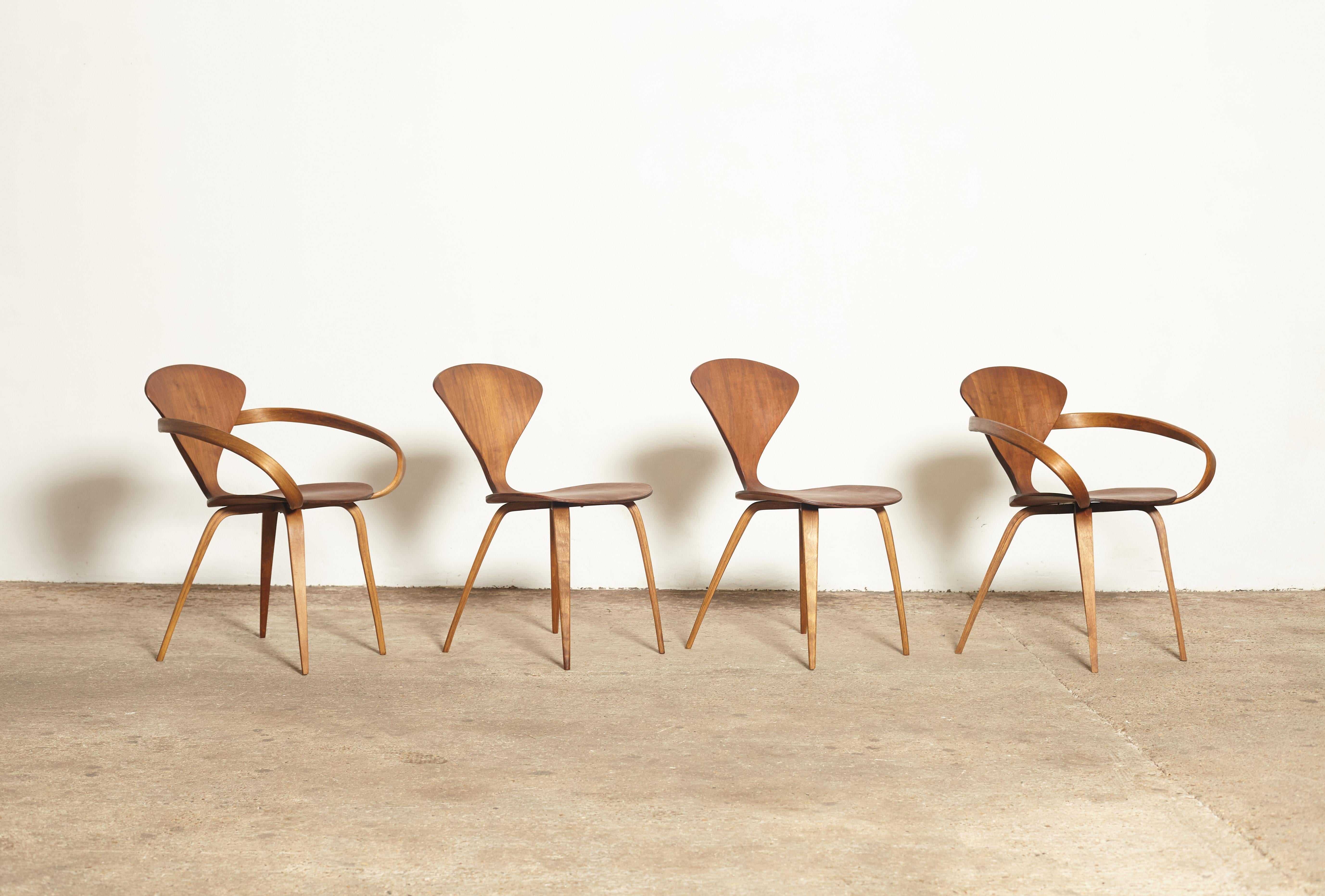 Mid-Century Modern Set of Four Norman Cherner Dining Chairs, Made by Plycraft, USA, 1960s