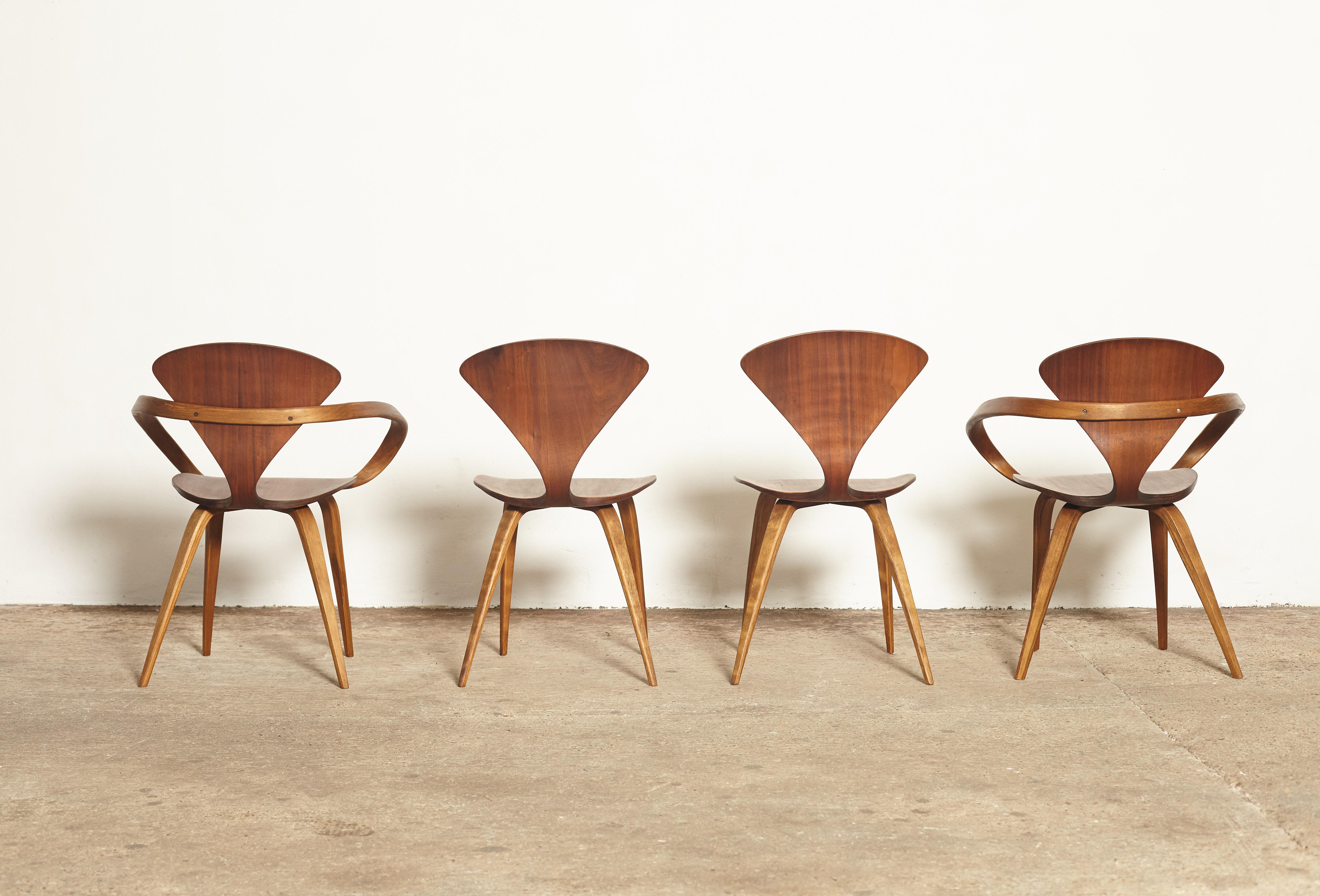 American Set of Four Norman Cherner Dining Chairs, Made by Plycraft, USA, 1960s