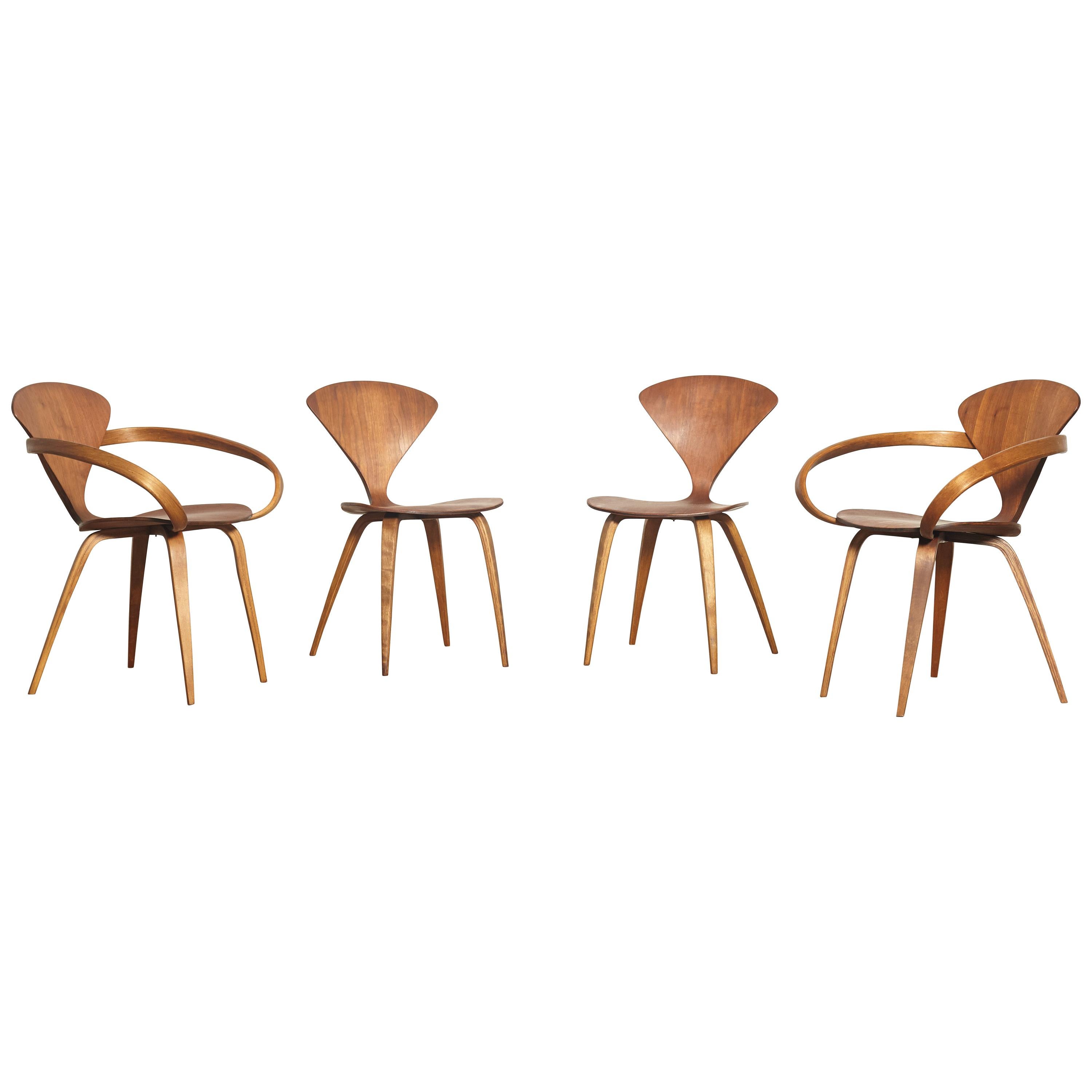 Set of Four Norman Cherner Dining Chairs, Made by Plycraft, USA, 1960s