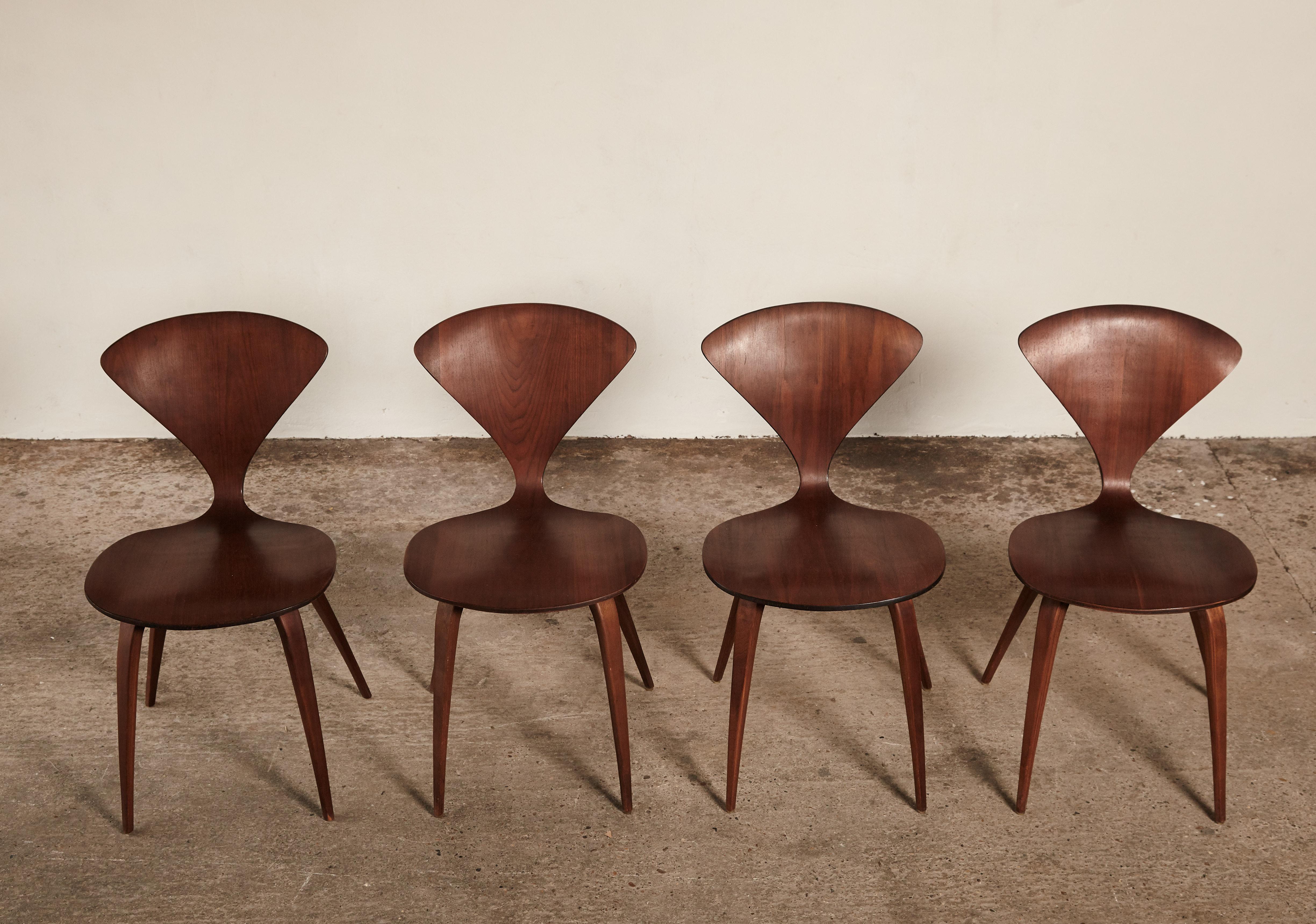 Set of Four Norman Cherner Dining Chairs, Plycraft, USA, 1960s 2