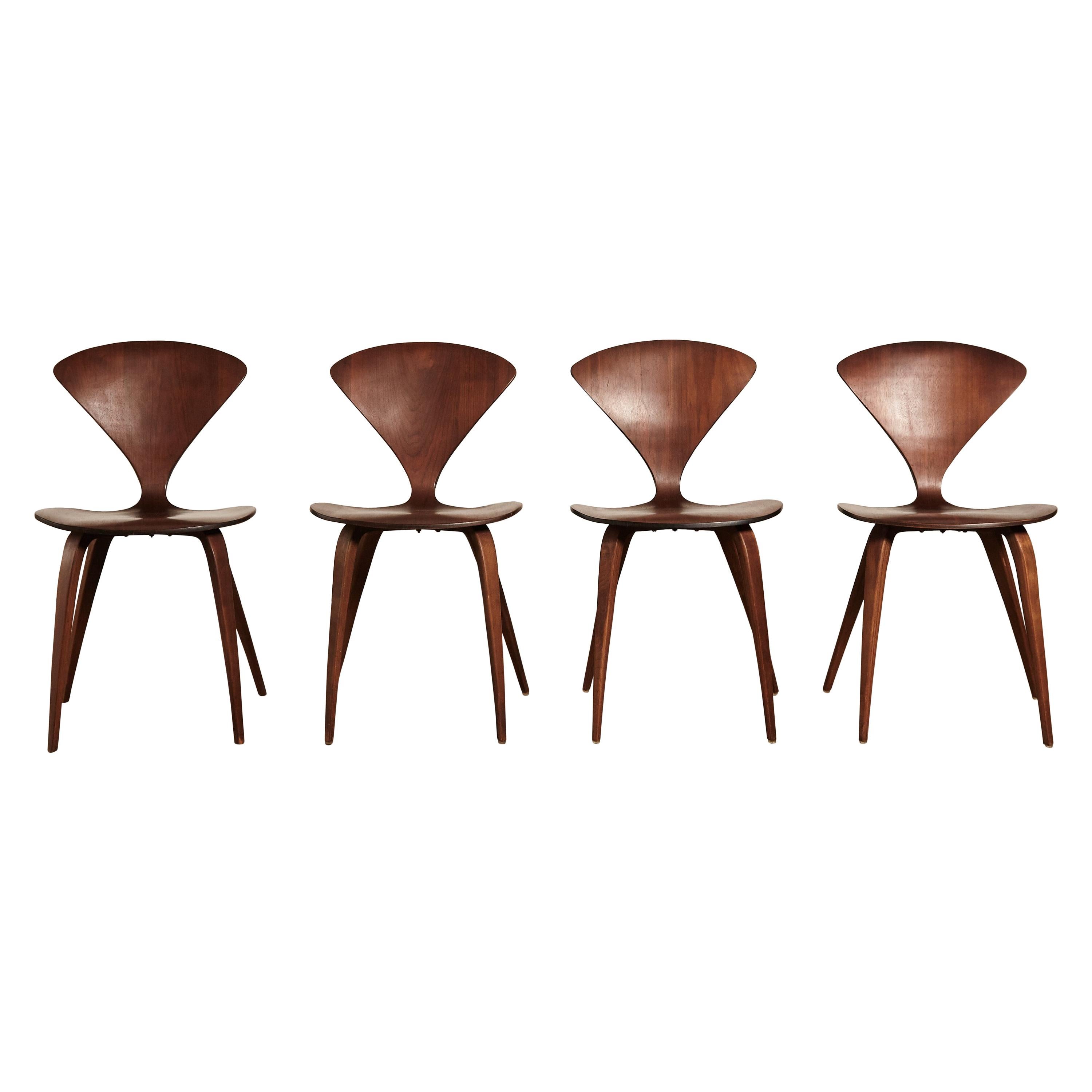 Set of Four Norman Cherner Dining Chairs, Plycraft, USA, 1960s