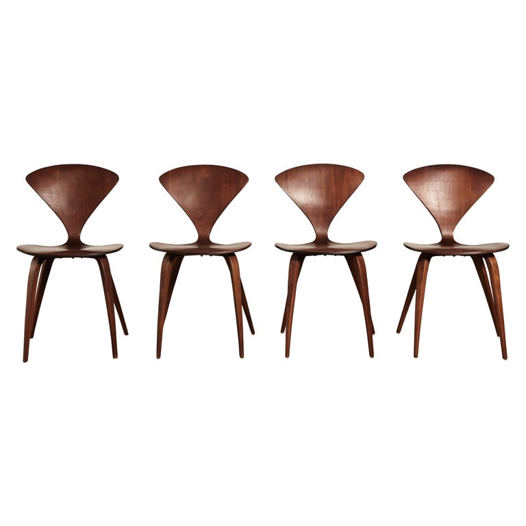 Set Of Four Norman Cherner Dining Chairs Plycraft Usa 1960s