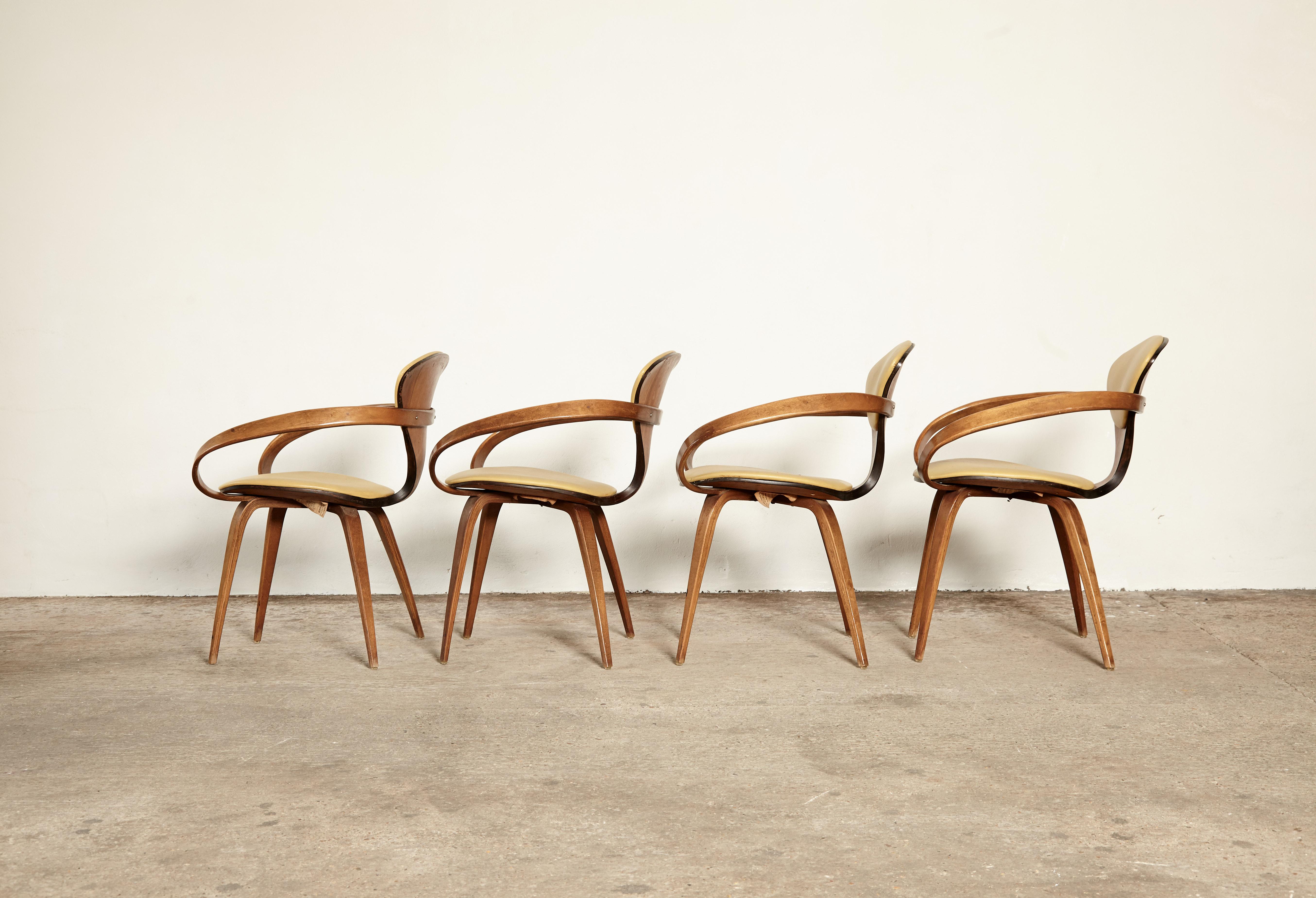 American Set of Four Norman Cherner Pretzel Dining Chairs, Made by Plycraft, USA, 1960s