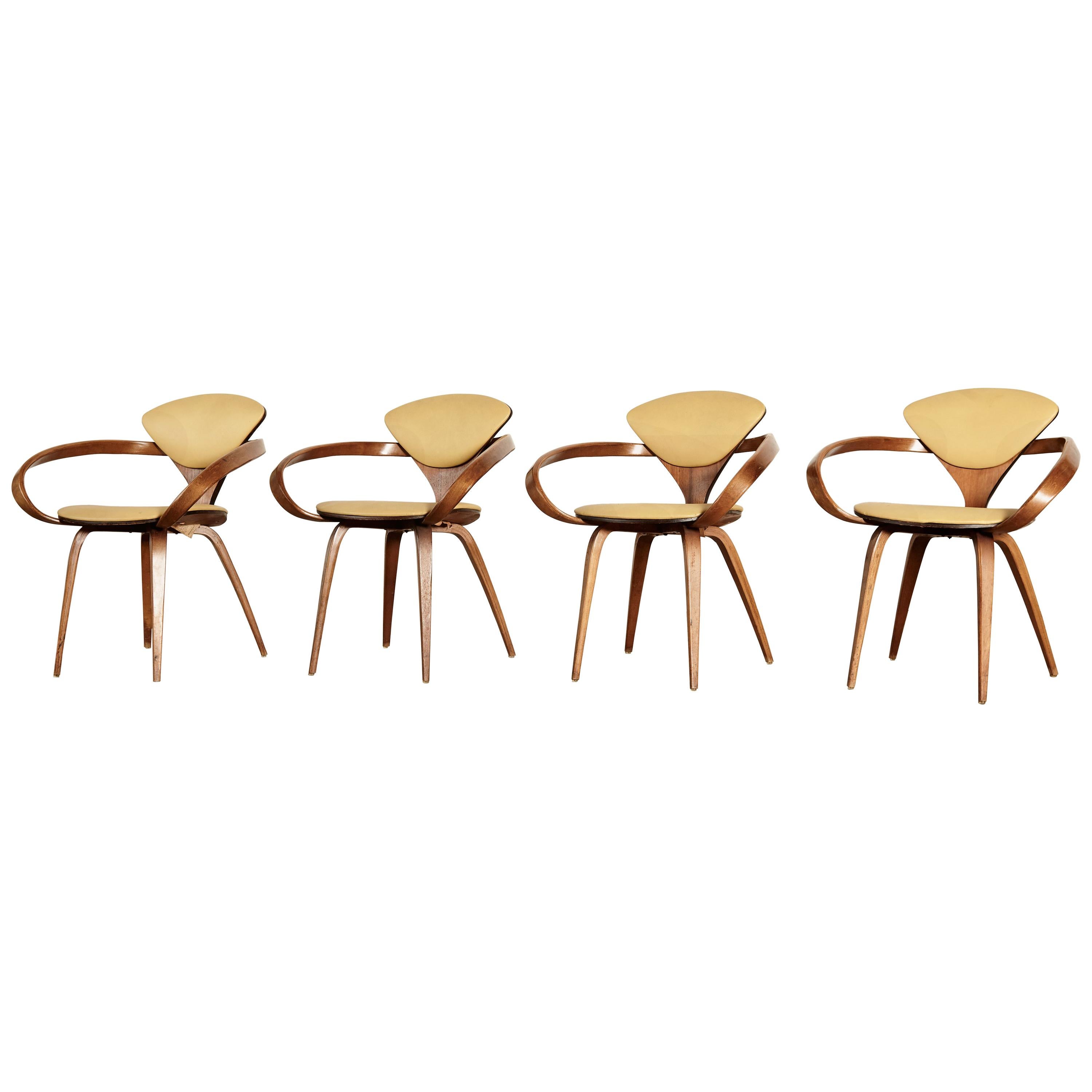 Set of Four Norman Cherner Pretzel Dining Chairs, Made by Plycraft, USA, 1960s