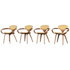 Juego de cuatro sillas de comedor Norman Cherner Pretzel, Made by Plycraft, EE.UU., años 60