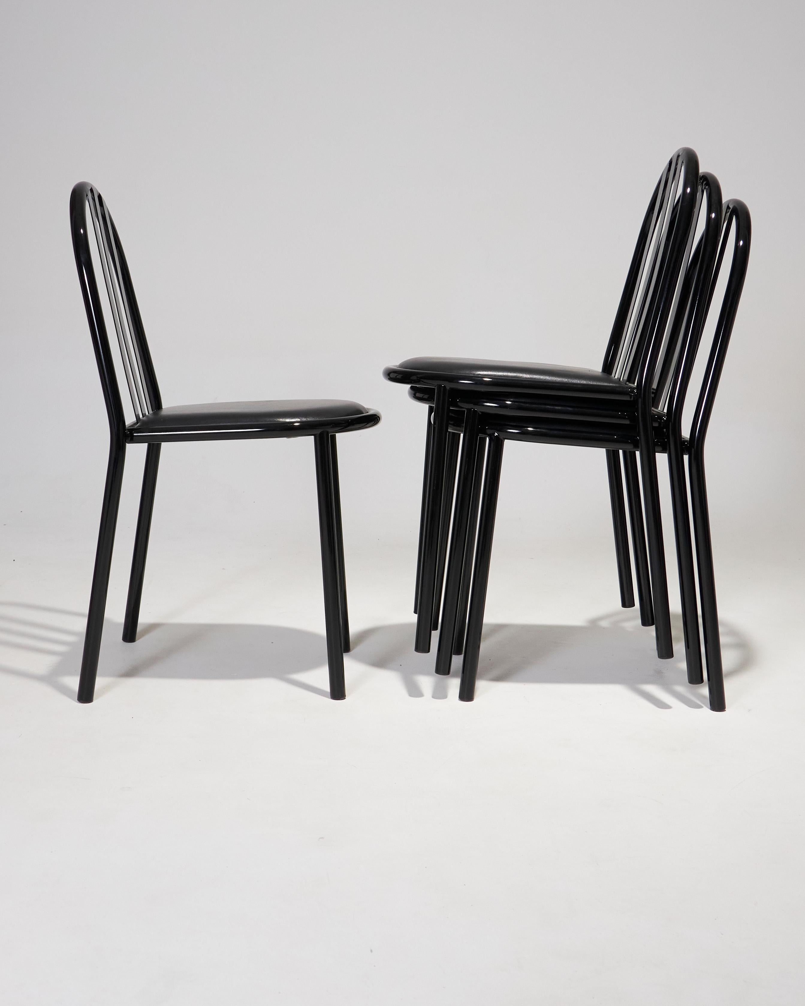 Set of four black metal 