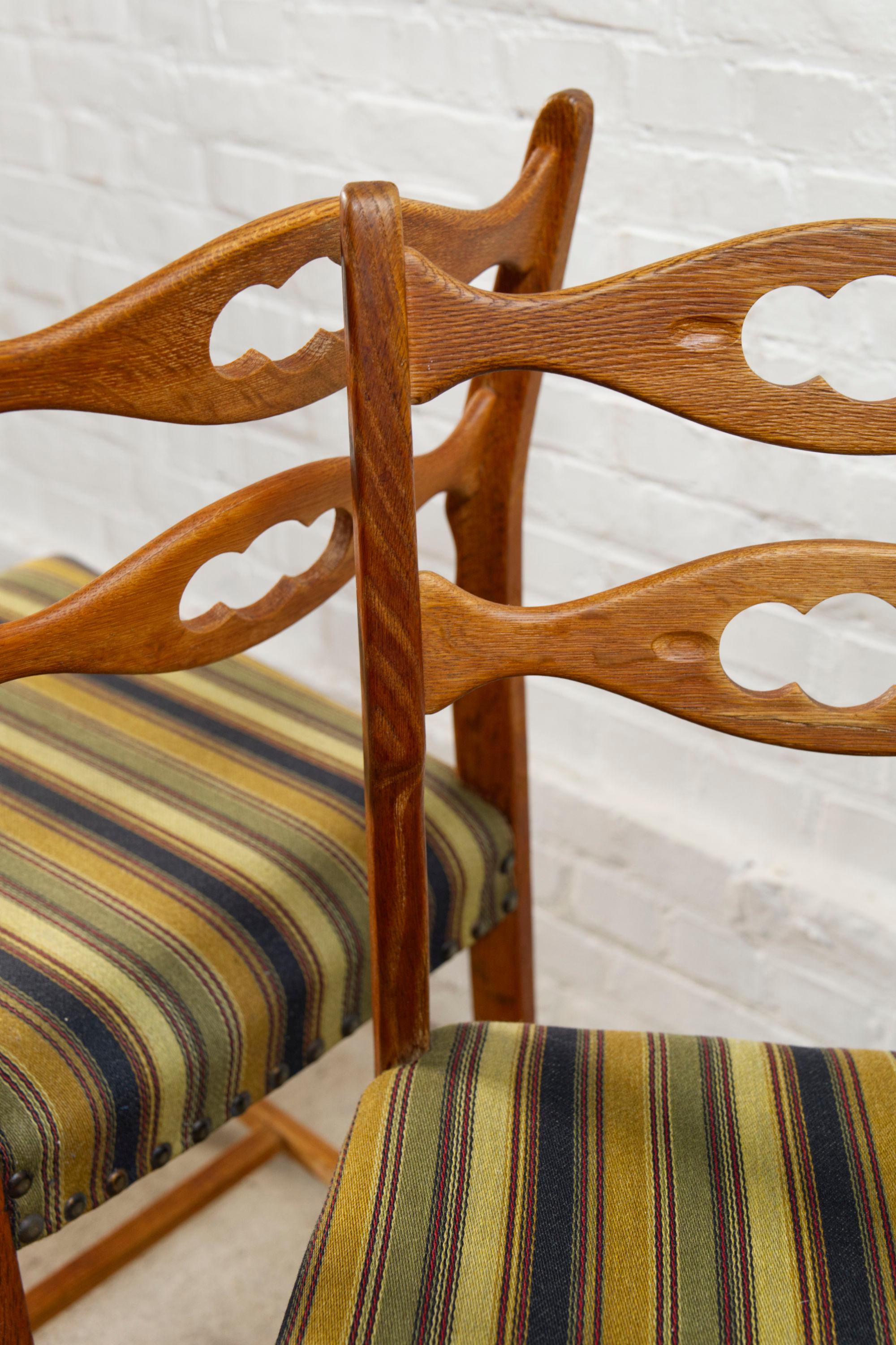 Set of four oak and wool dining room chairs by Henning Kjaernulf, 1960's For Sale 7