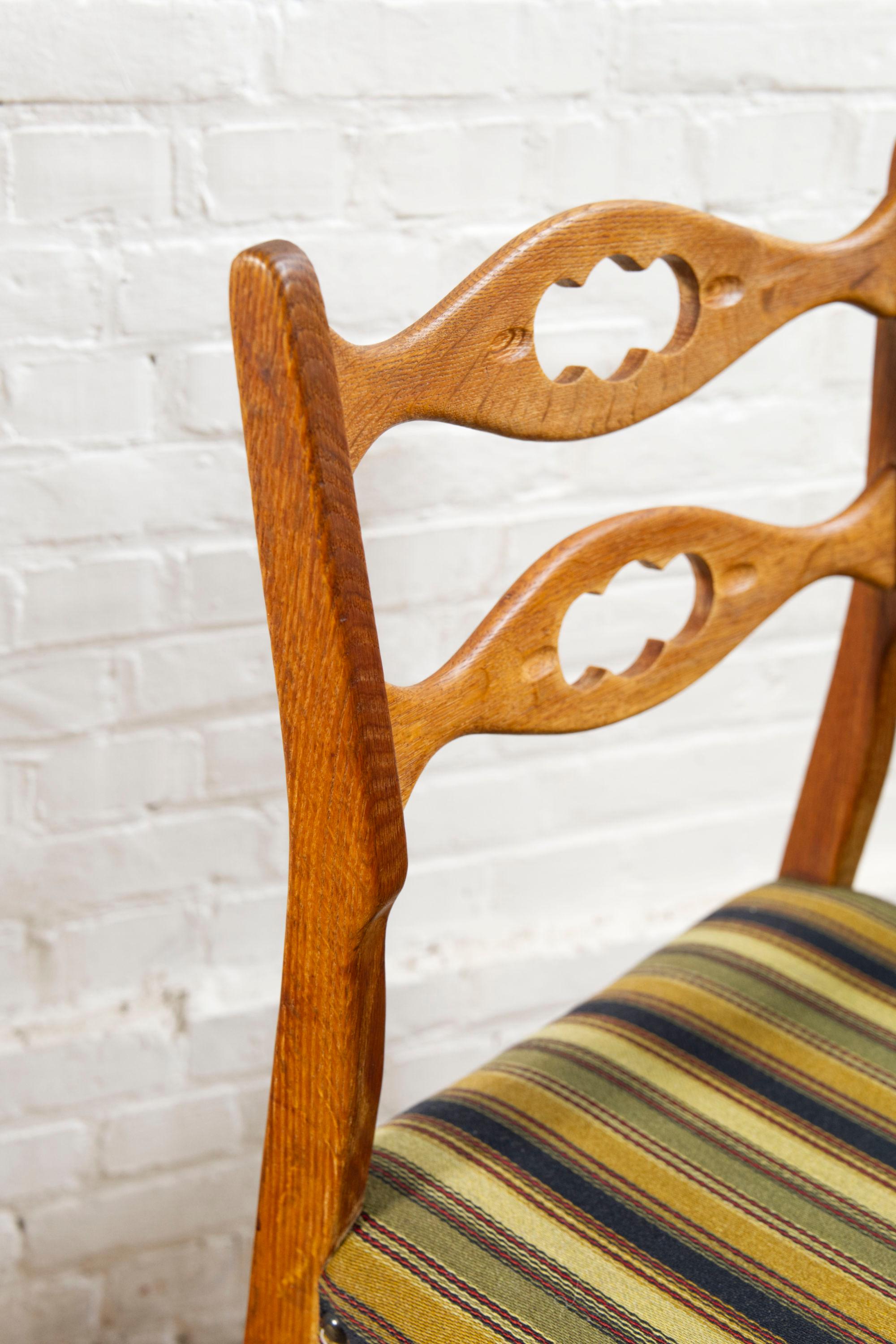 Wool Set of four oak and wool dining room chairs by Henning Kjaernulf, 1960's For Sale