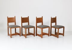Set of Four Oak Art Deco Haagse School Chairs by H. Wouda for Pander, 1924