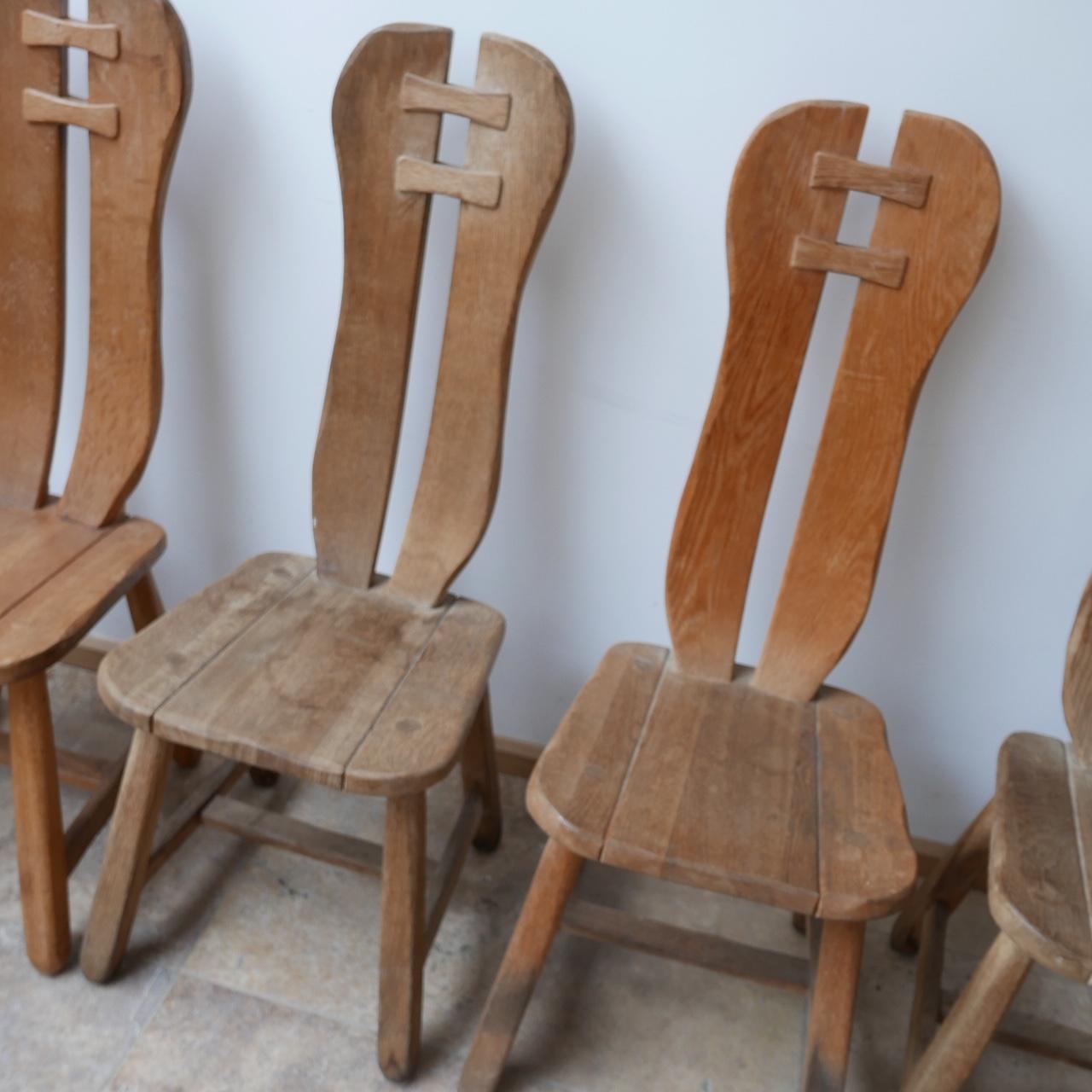 20th Century Set of Four Oak Belgium Dining Chairs by De Puydt Chairs '4'