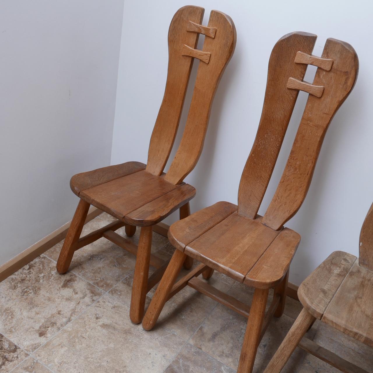 Set of Four Oak Belgium Dining Chairs by De Puydt Chairs '4' 1