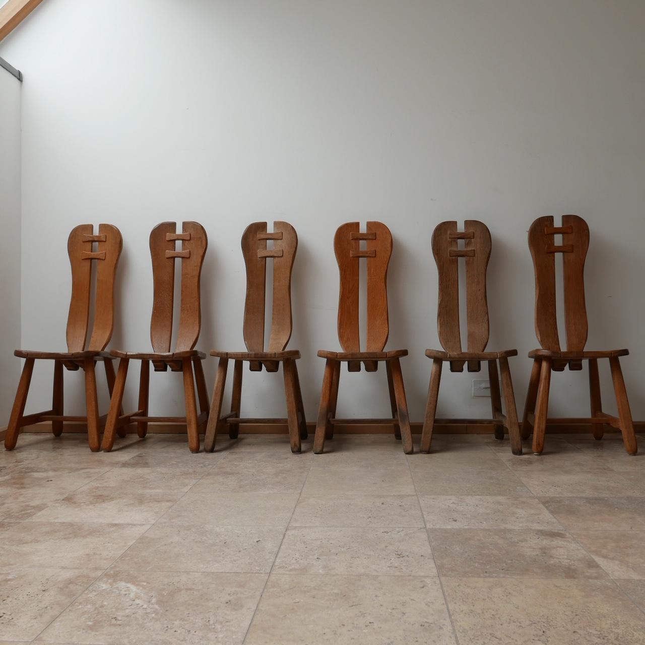 Set of Four Oak Belgium Dining Chairs by De Puydt Chairs '4' 2