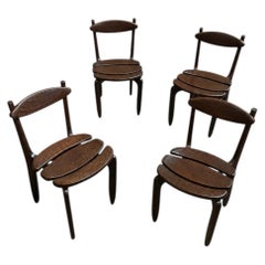 Set of four oak chairs Guillerme et Chambron 'Thierry ´