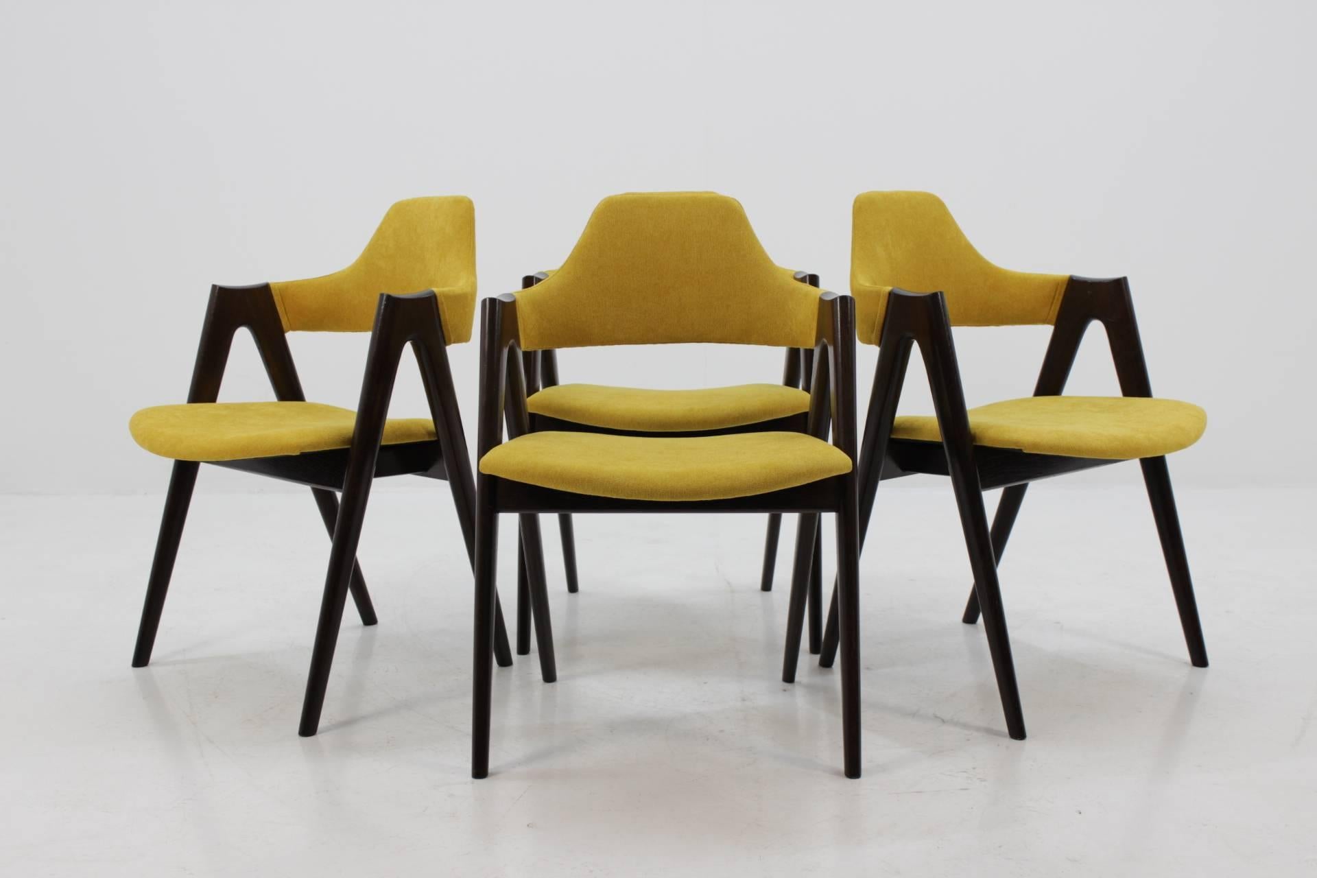 Danish Set of Four Oak Compass Chair by Kai Kristiansen for SVA Møbler