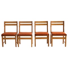 Set of Four Oak Dining Chairs by Guillerme and Chambron, circa 1960, France