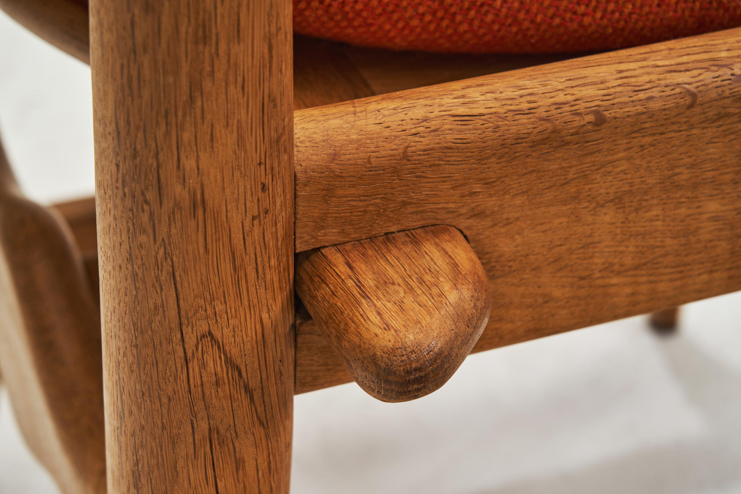 Satz von vier Eichen-Esszimmerstühlen von Guillerme et Chambron, Frankreich 1960er Jahre im Angebot 5