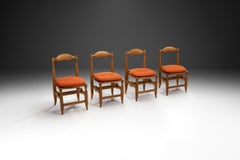 Set of Four Oak Dining Chairs by Guillerme et Chambron, France 1960s