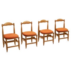 Set di quattro sedie da pranzo in Oak di Guillerme et Chambron, Francia anni
60